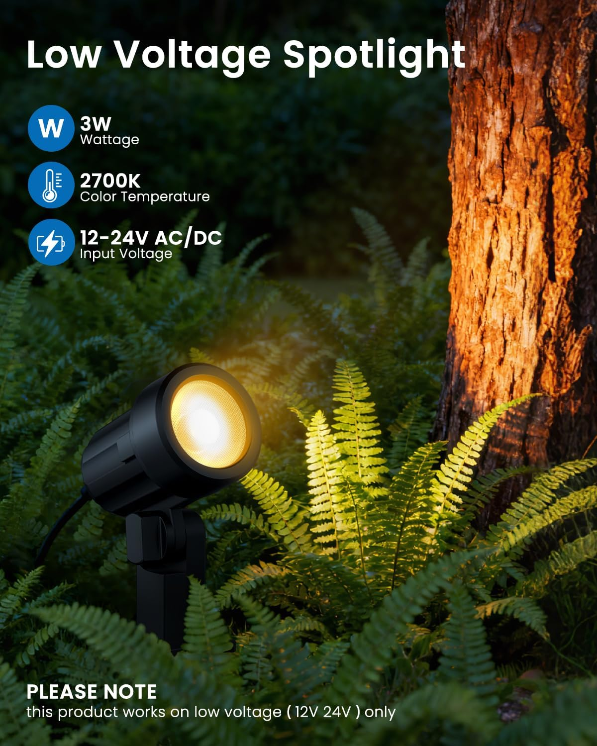 ZZXX LED Landscape Lighting Kit - 4-Pack Low Voltage Outdoor Lights with Transformer