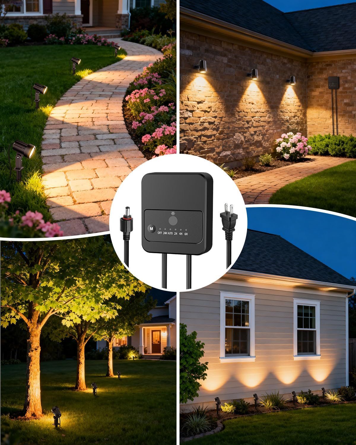 ZZXX LED Landscape Lighting Kit - 4-Pack Low Voltage Outdoor Lights with Transformer