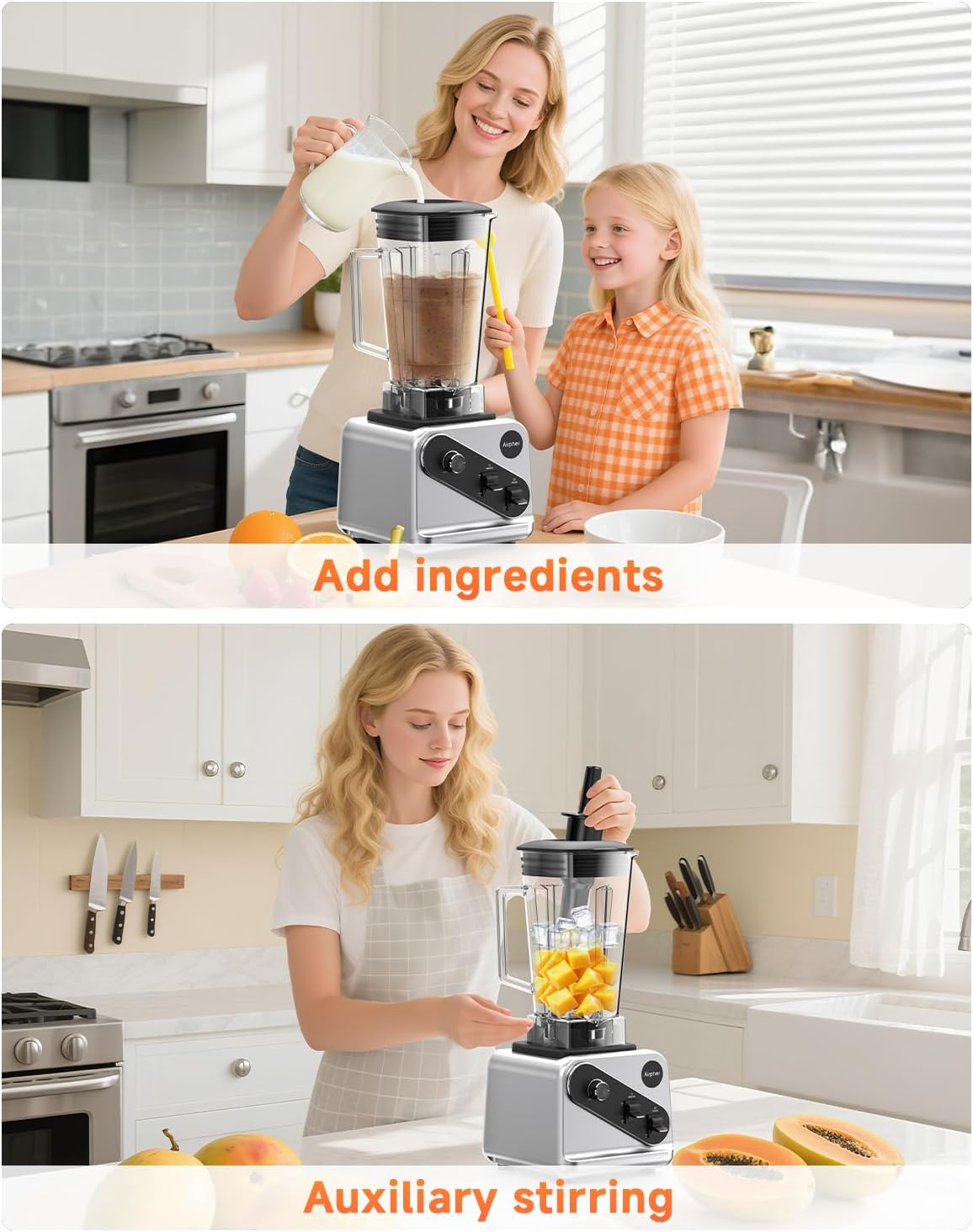 Airpher 2000W Professional Blender - Variable Speed Control for Smoothies & Ice Crushing