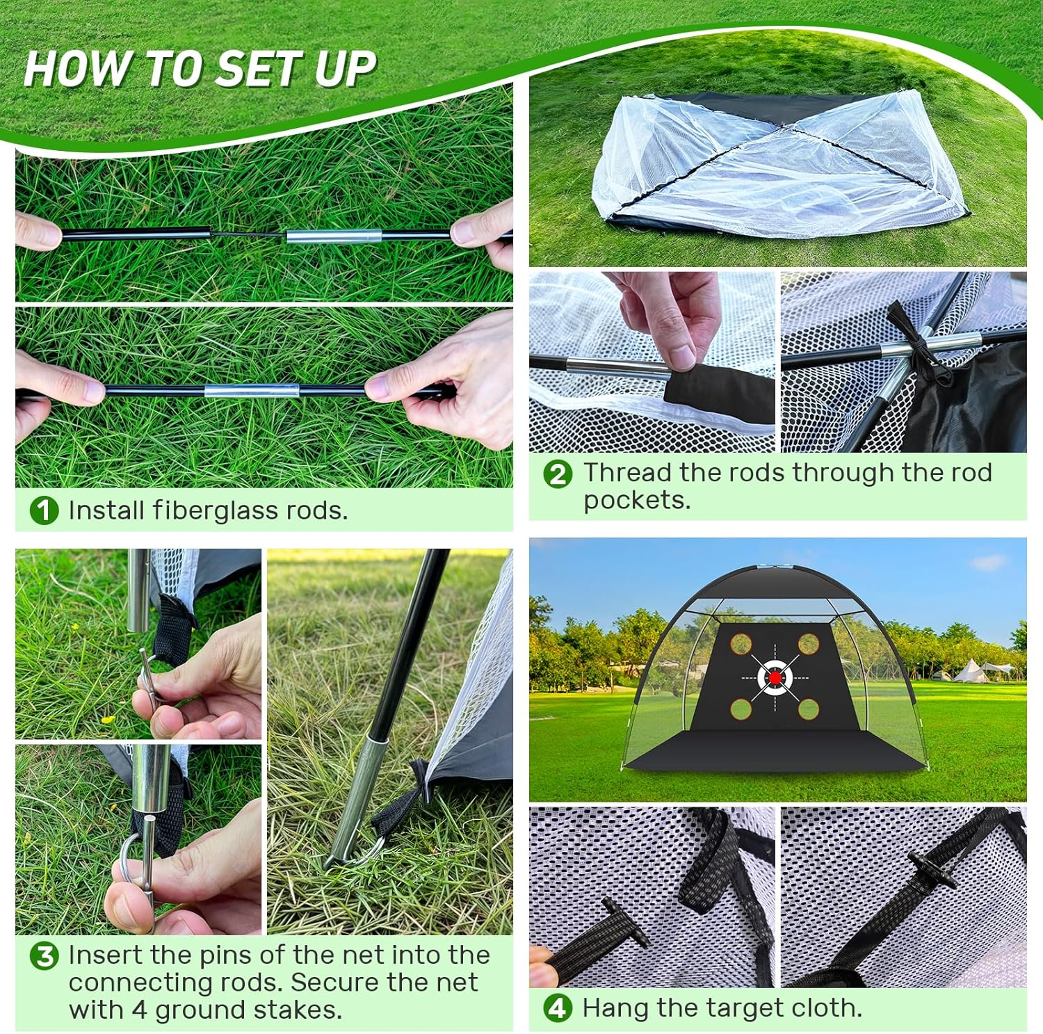 Golf Net 10x7FT with Practice Mat - Backyard Driving & Chipping Training Set