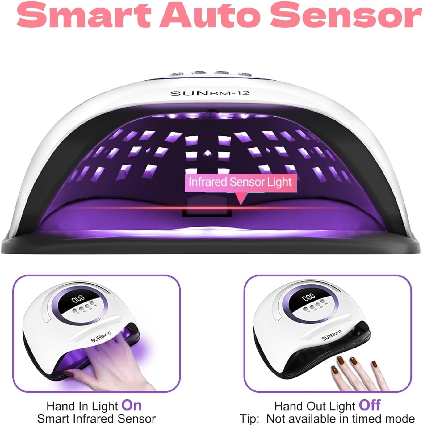 UV LED Nail Lamp 300W - 72 Beads Fast Gel Polish Dryer with Auto Sensor