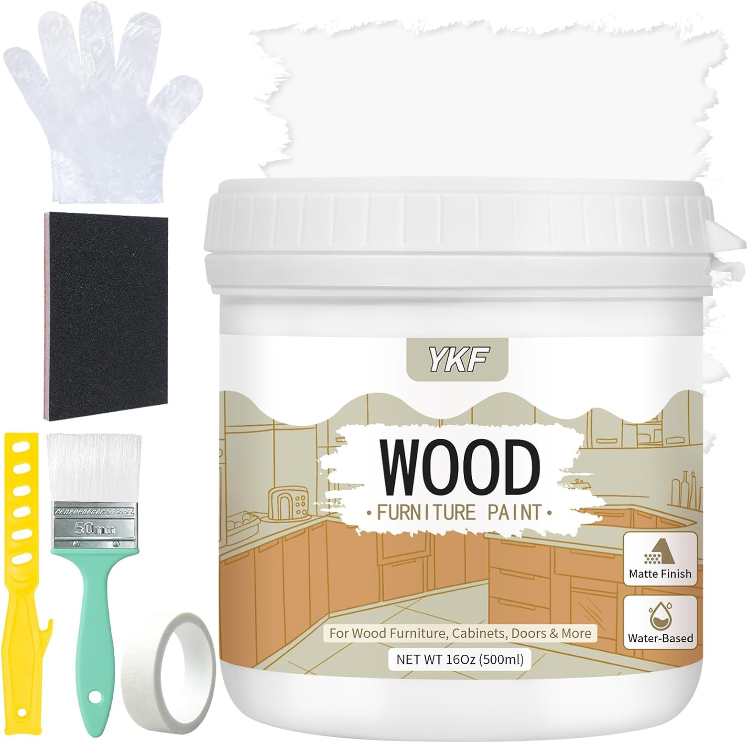 YKF Furniture Paint 16oz - Matte Finish Wood Paint for Cabinets & Furniture
