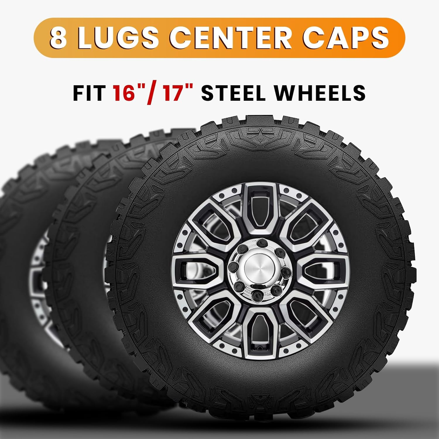8 Lug Chrome Wheel Center Caps for 2500 3500 Express Van - 16 Inch Hub Covers Set of 4