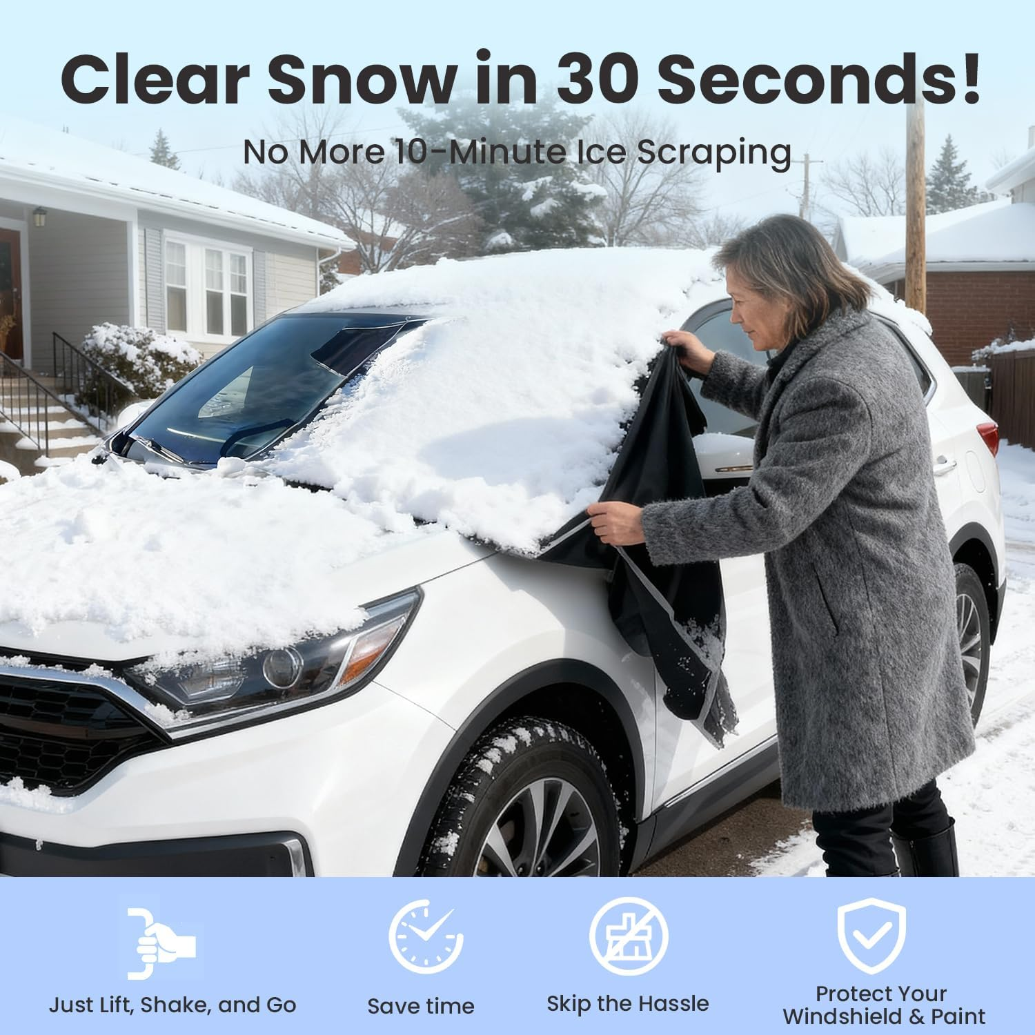 Purehorizon Car Windshield Snow Cover - Heavy Duty Winter Protection | Fits Most Cars & SUVs