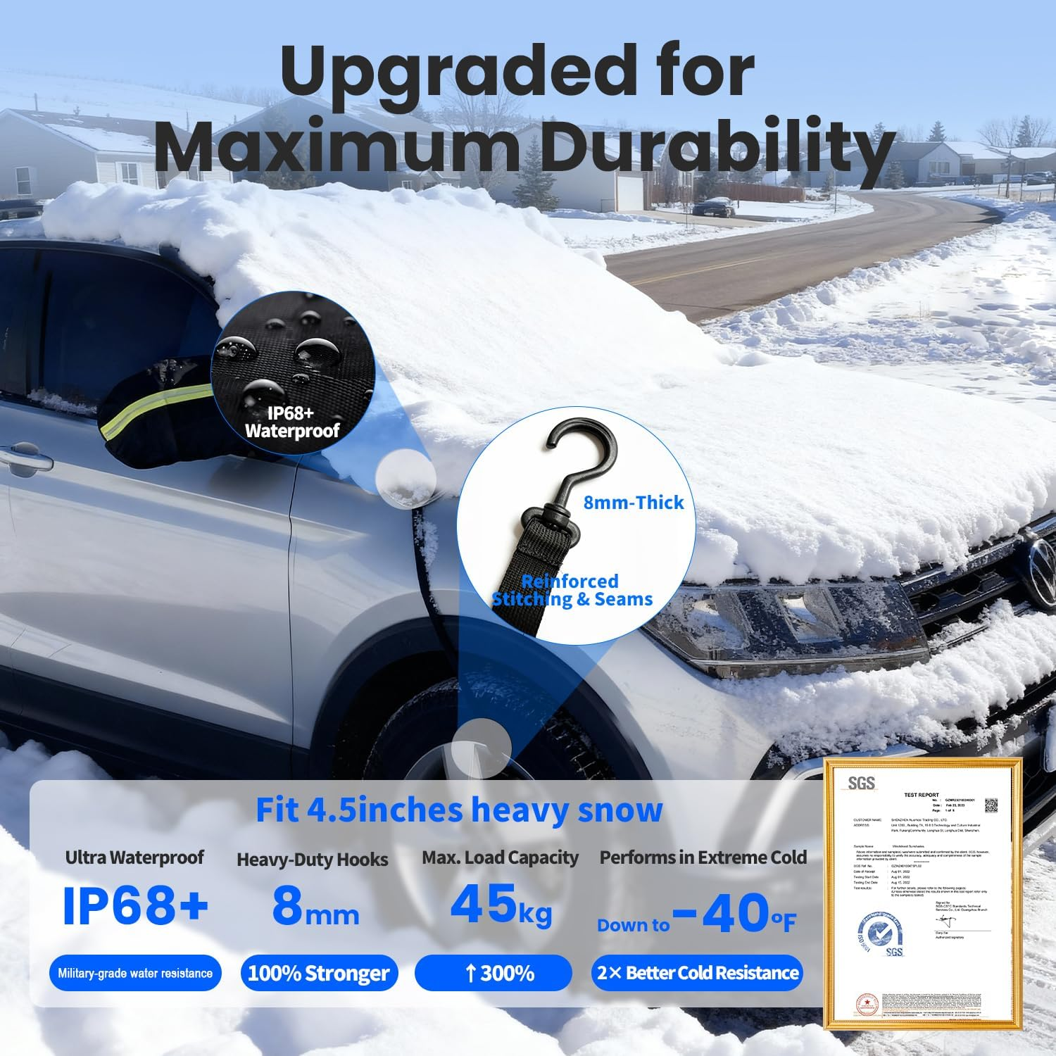 Purehorizon Car Windshield Snow Cover - Heavy Duty Winter Protection | Fits Most Cars & SUVs