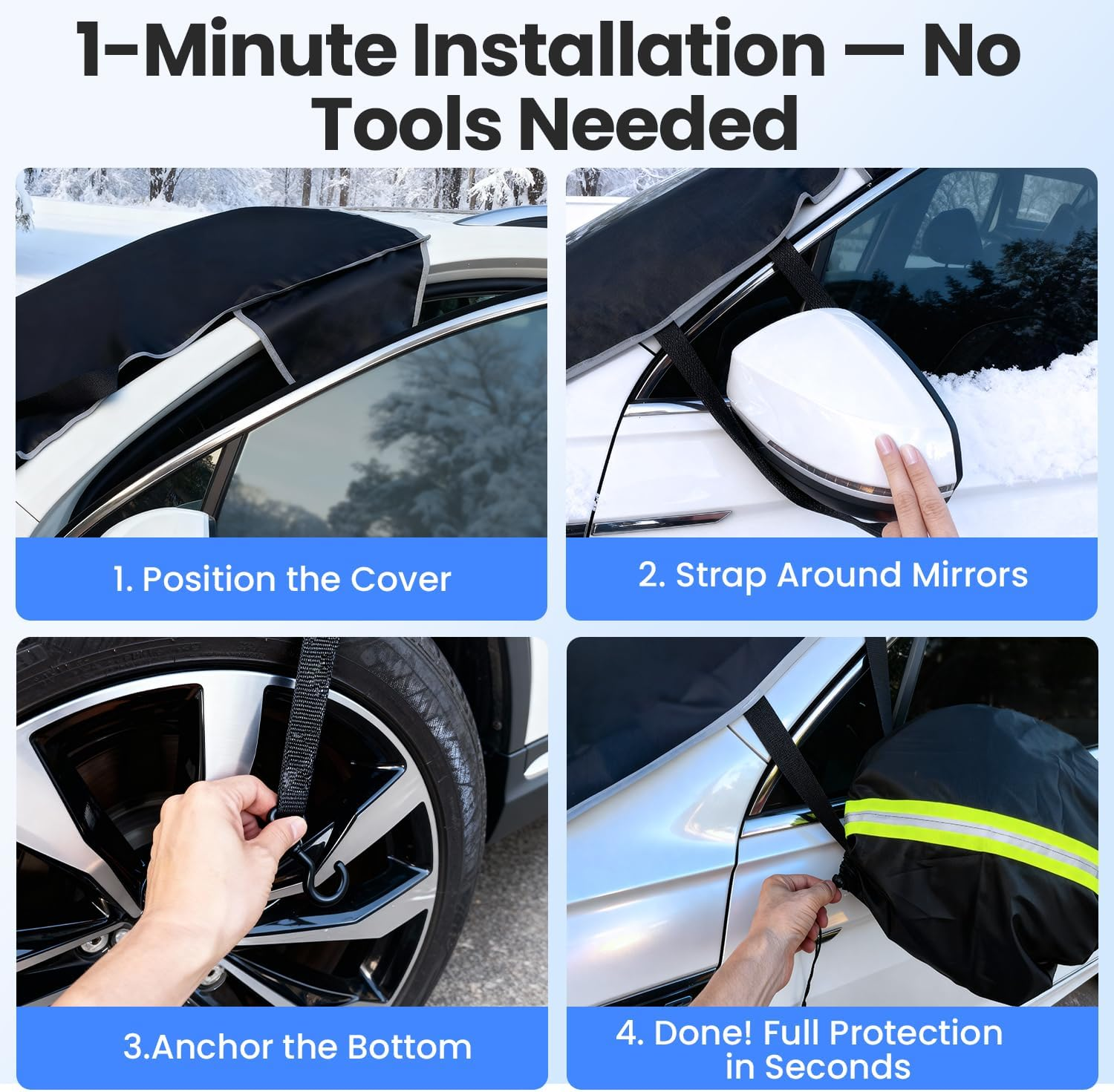 Purehorizon Car Windshield Snow Cover - Heavy Duty Winter Protection | Fits Most Cars & SUVs