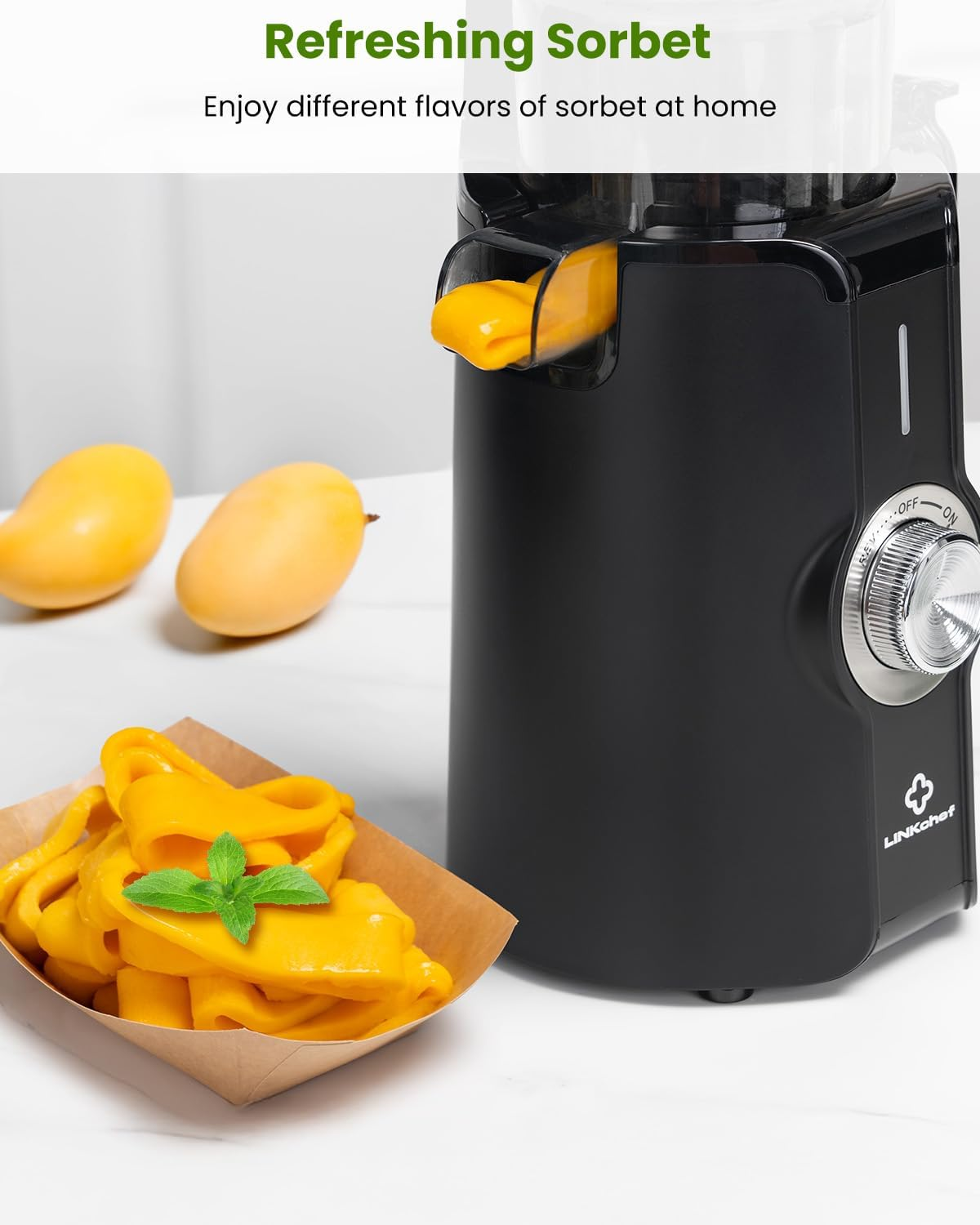 LINKChef Cold Press Juicer - 4.35" Wide Chute Masticating Juicer for Whole Fruits & Vegetables