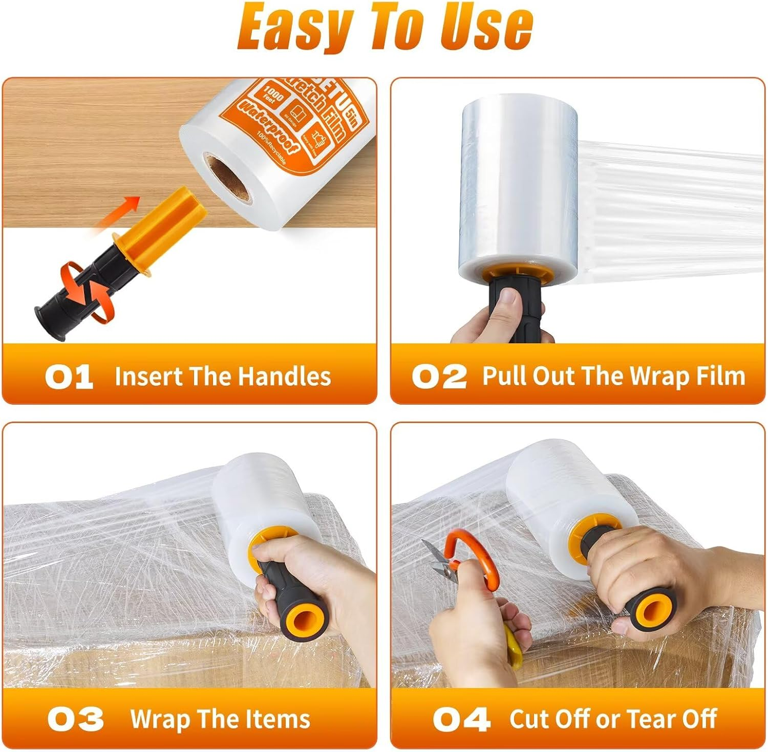 BETU Heavy-Duty Stretch Film 5" x 1000ft - Industrial Plastic Wrap for Moving & Packing