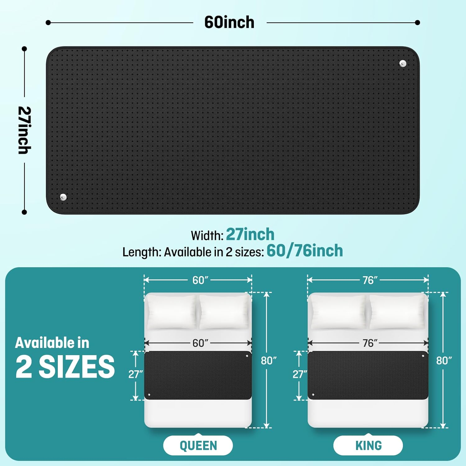 King Size Grounding Mat for Bed 27" × 76" - Earthing Mattress Pad for Better Sleep