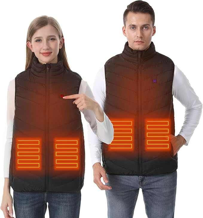 Heated Vest with 9 Heating Zones - Lightweight Winter Vest for Men & Women (Battery Not Included)