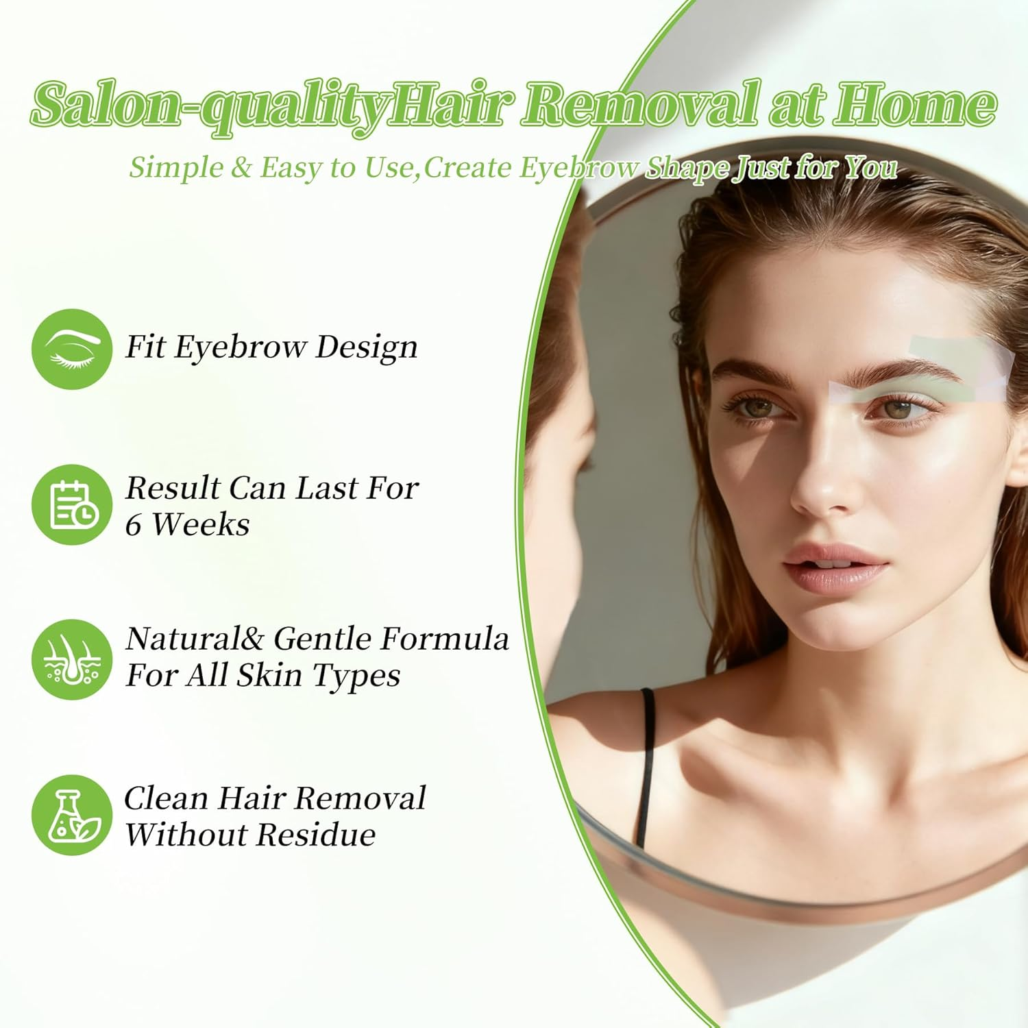 Eyebrow Wax Strips 15-Pack - At-Home Hair Remover for Brows & Upper Lip with Soothing Wipes