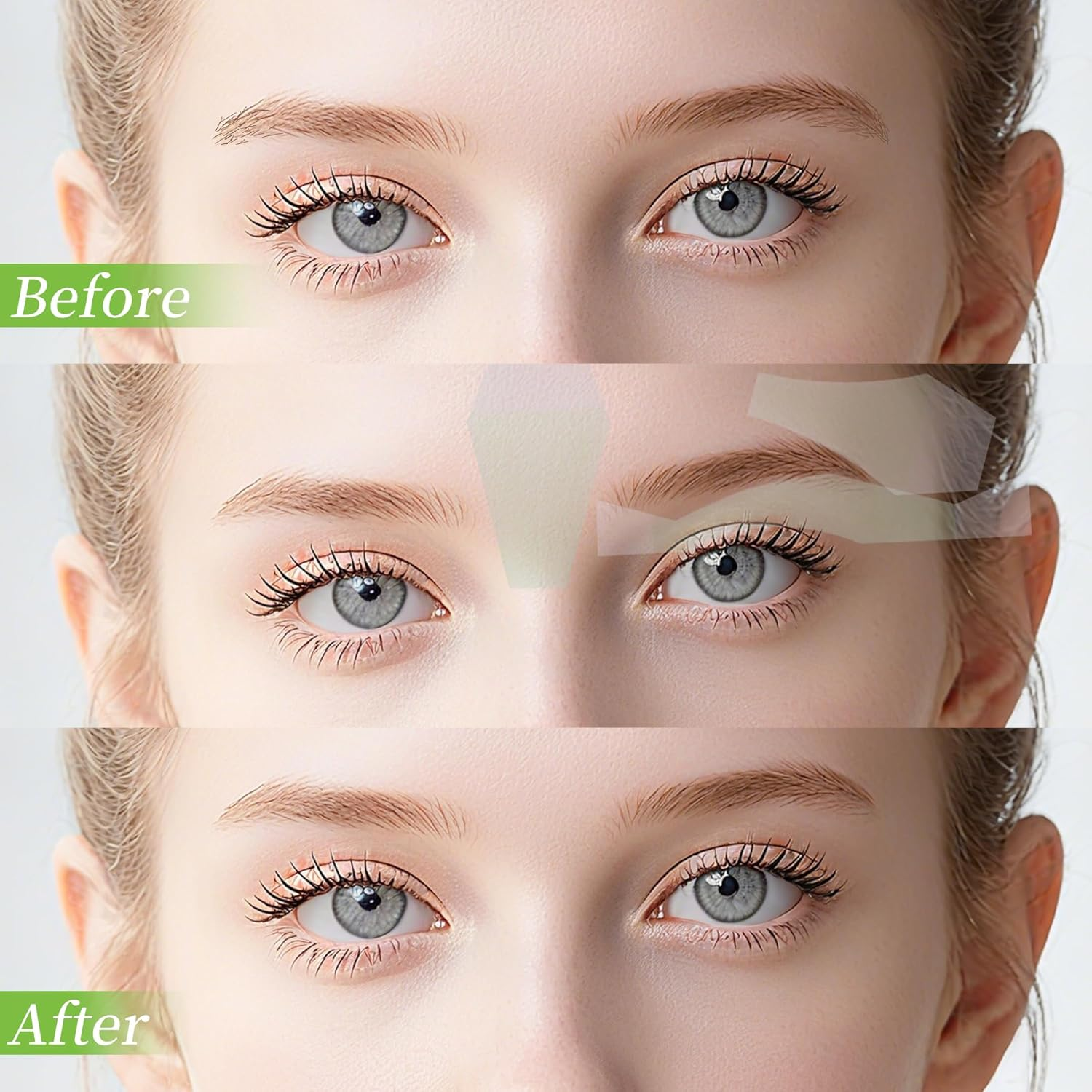 Eyebrow Wax Strips 15-Pack - At-Home Hair Remover for Brows & Upper Lip with Soothing Wipes