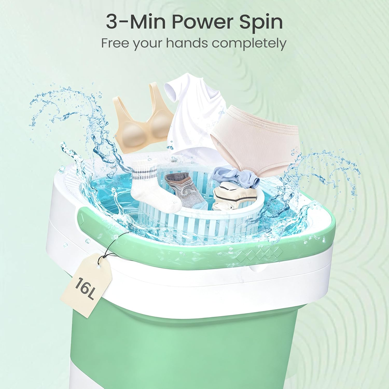 16L Portable Washing Machine - Compact Foldable Washer with Enhanced Spin & 3 Cleaning Modes