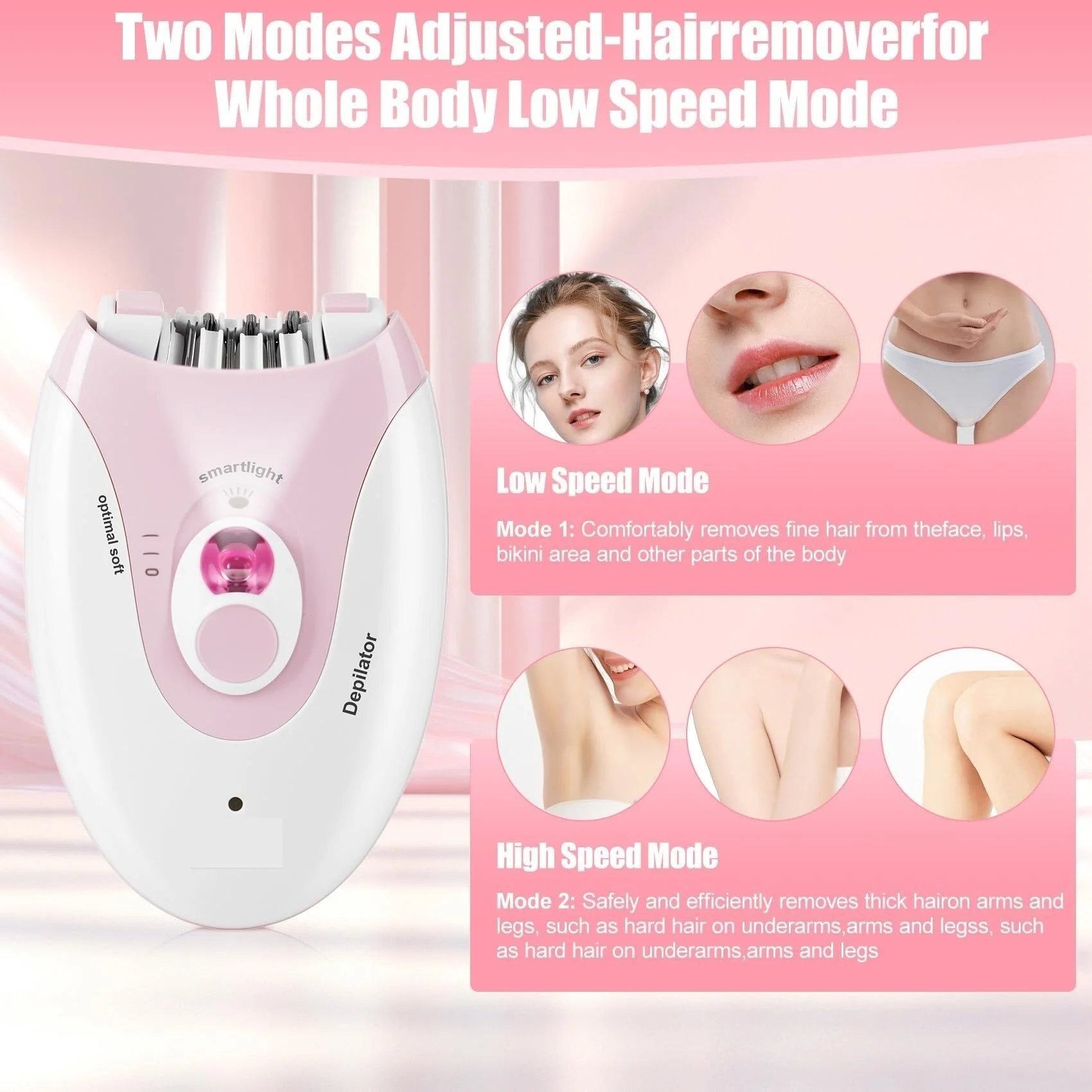 Keda Smooth Glide Epilator for Women - Facial & Body Hair Removal Device