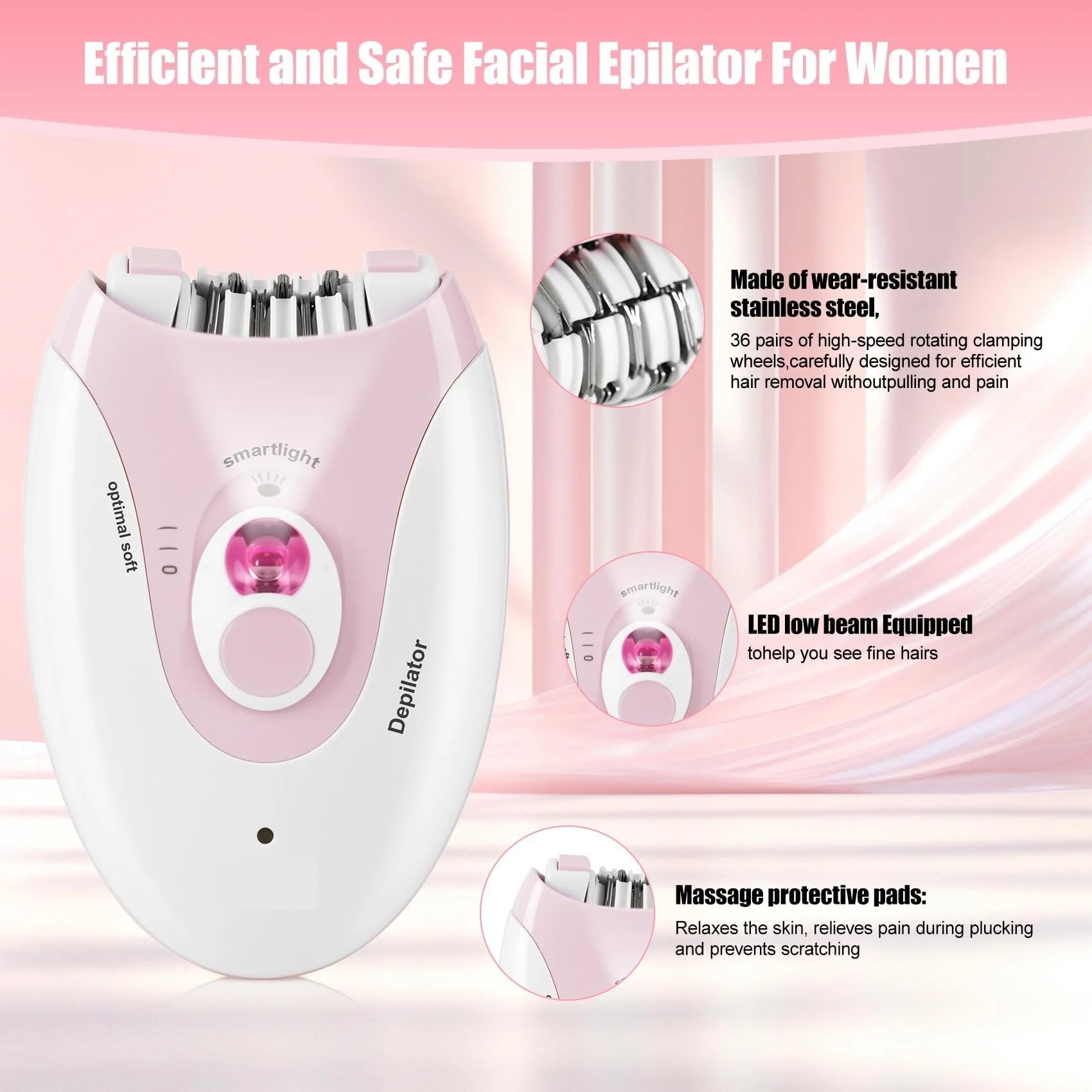 Keda Smooth Glide Epilator for Women - Facial & Body Hair Removal Device