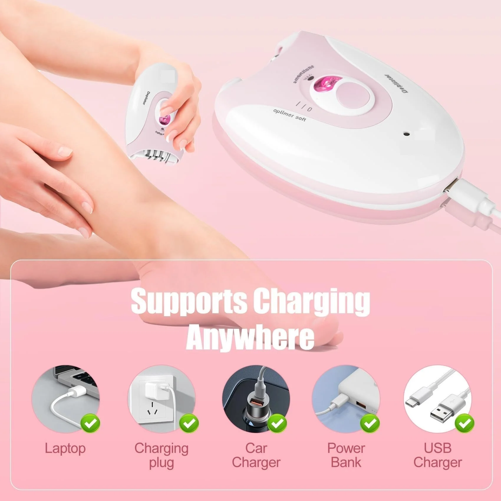 Keda Smooth Glide Epilator for Women - Facial & Body Hair Removal Device