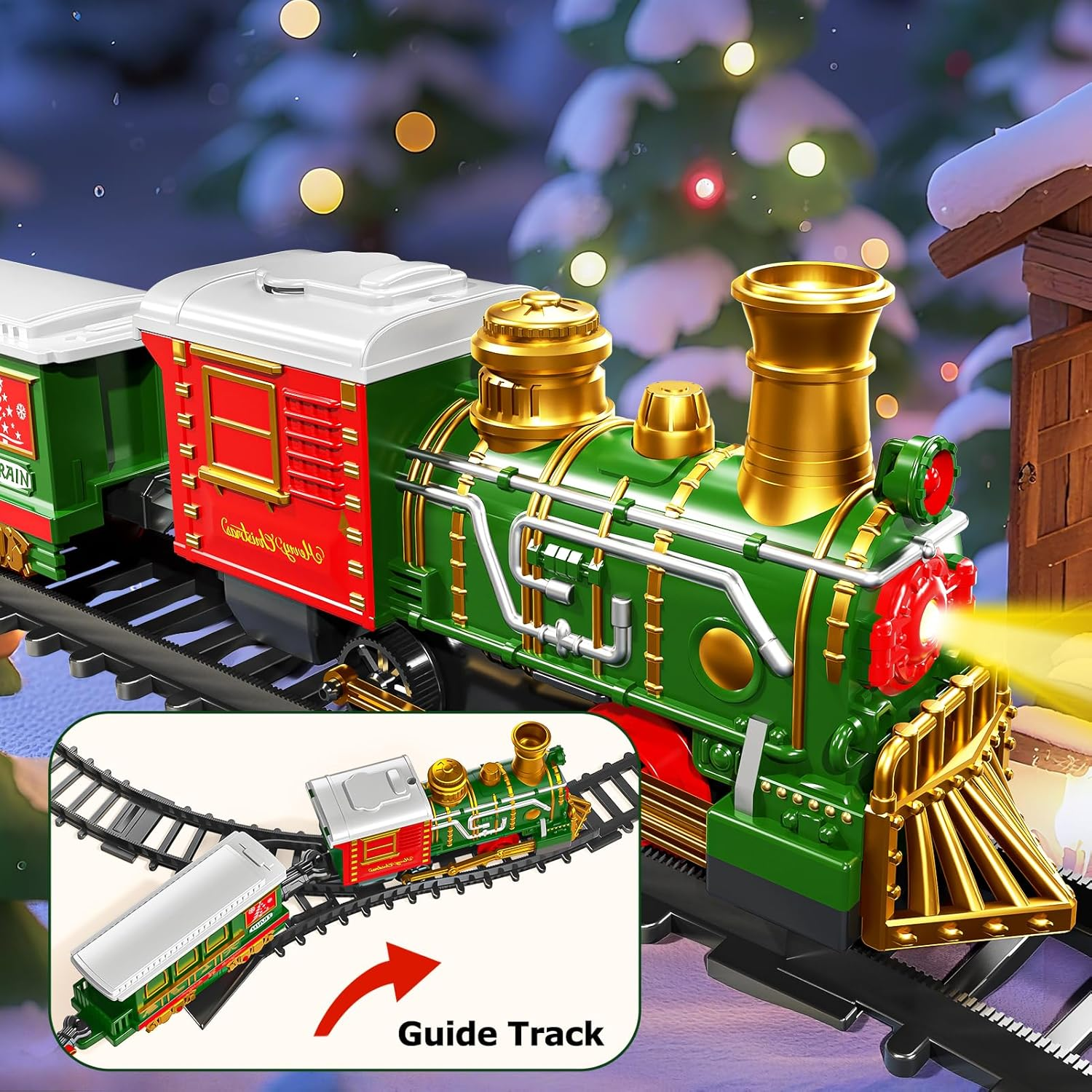 Christmas Electric Train Set for Kids Ages 3-8 with Lights & Sound