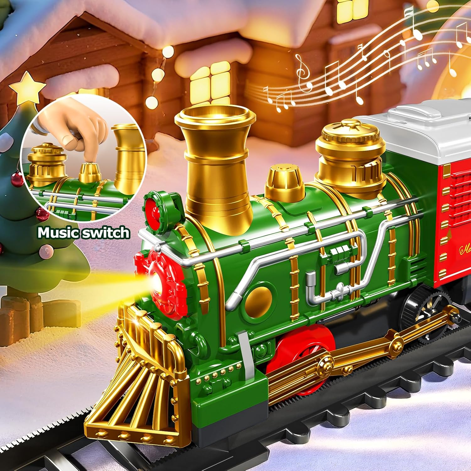 Christmas Electric Train Set for Kids Ages 3-8 with Lights & Sound