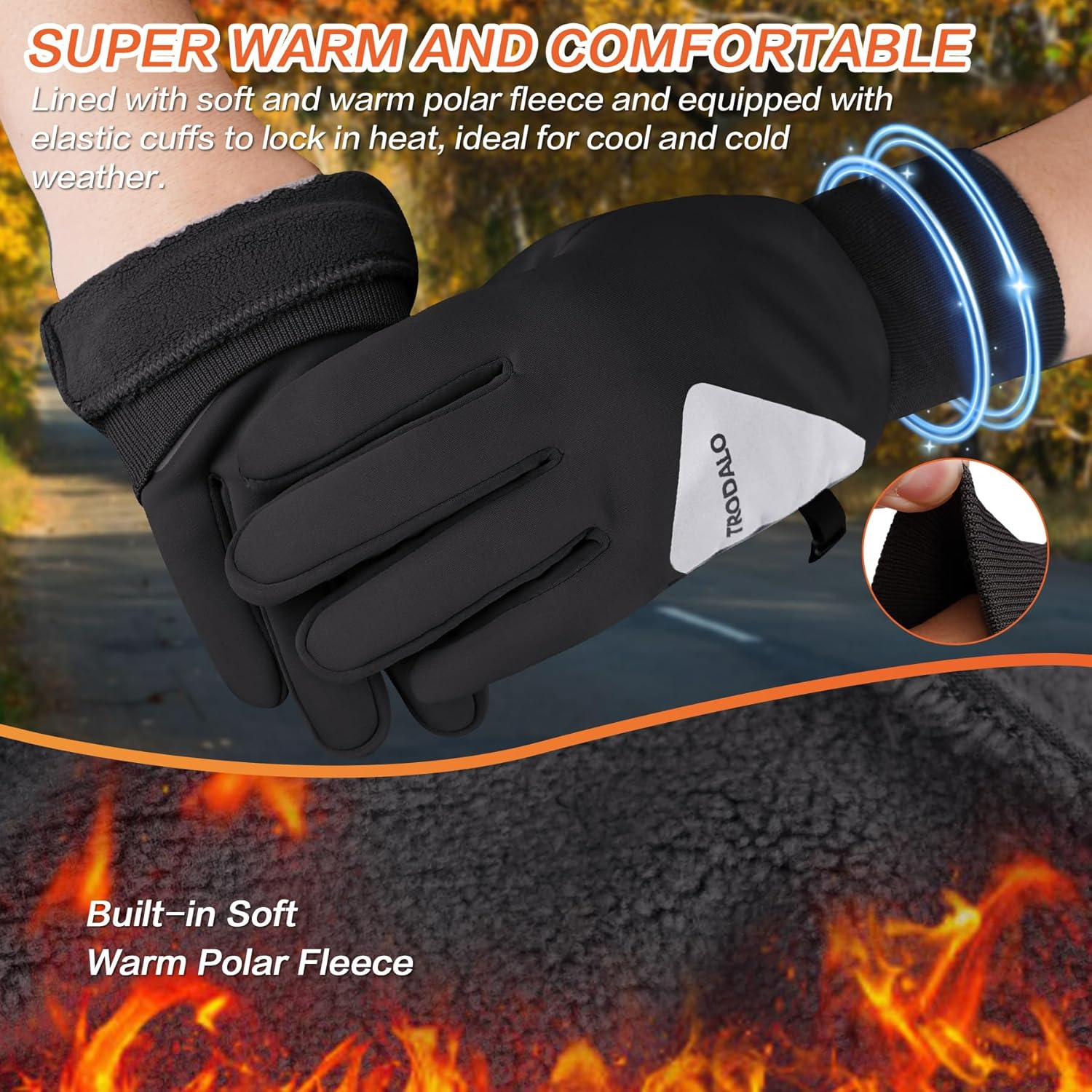 Lightweight Winter Sports Gloves - Reflective Touchscreen Gloves for Running & Cycling