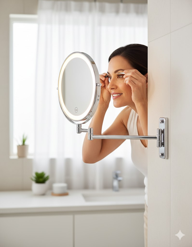 Wall-Mounted Bathroom Mirror - Modern Makeup & Vanity Mirror with Crystal Clear Reflection