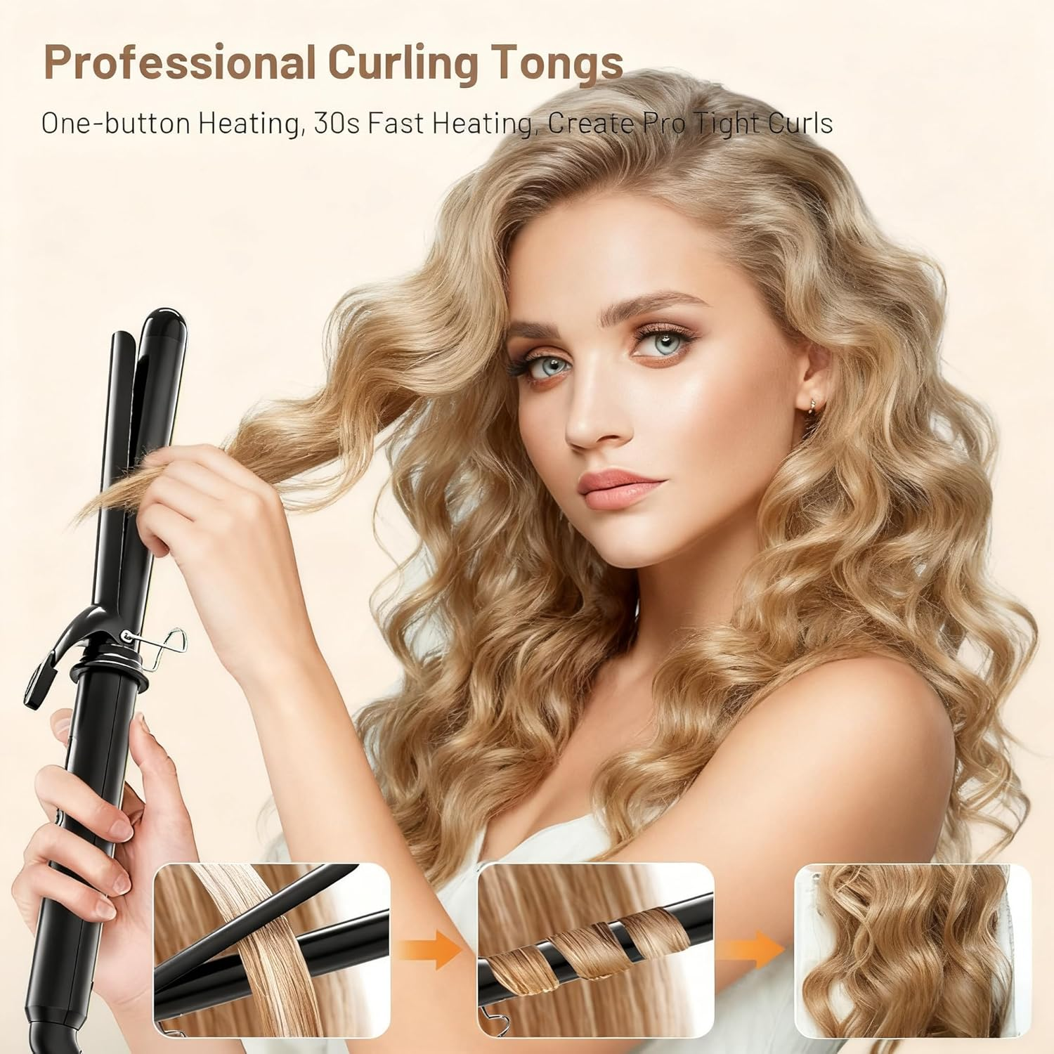 Curling Iron Black All-in-One Styling Kit - Professional Hair Curler Set