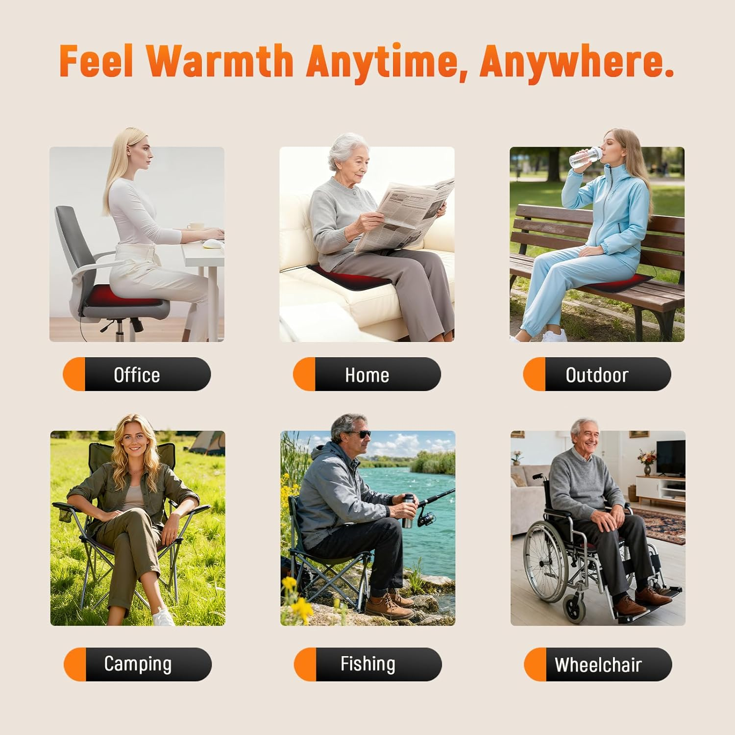 USB Heated Seat Cushion - Portable 5-Setting Warming Pad with Timer