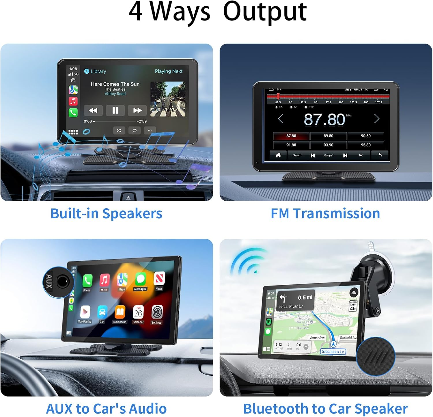 Wireless CarPlay & Android Auto Screen - Portable Touchscreen Display with GPS