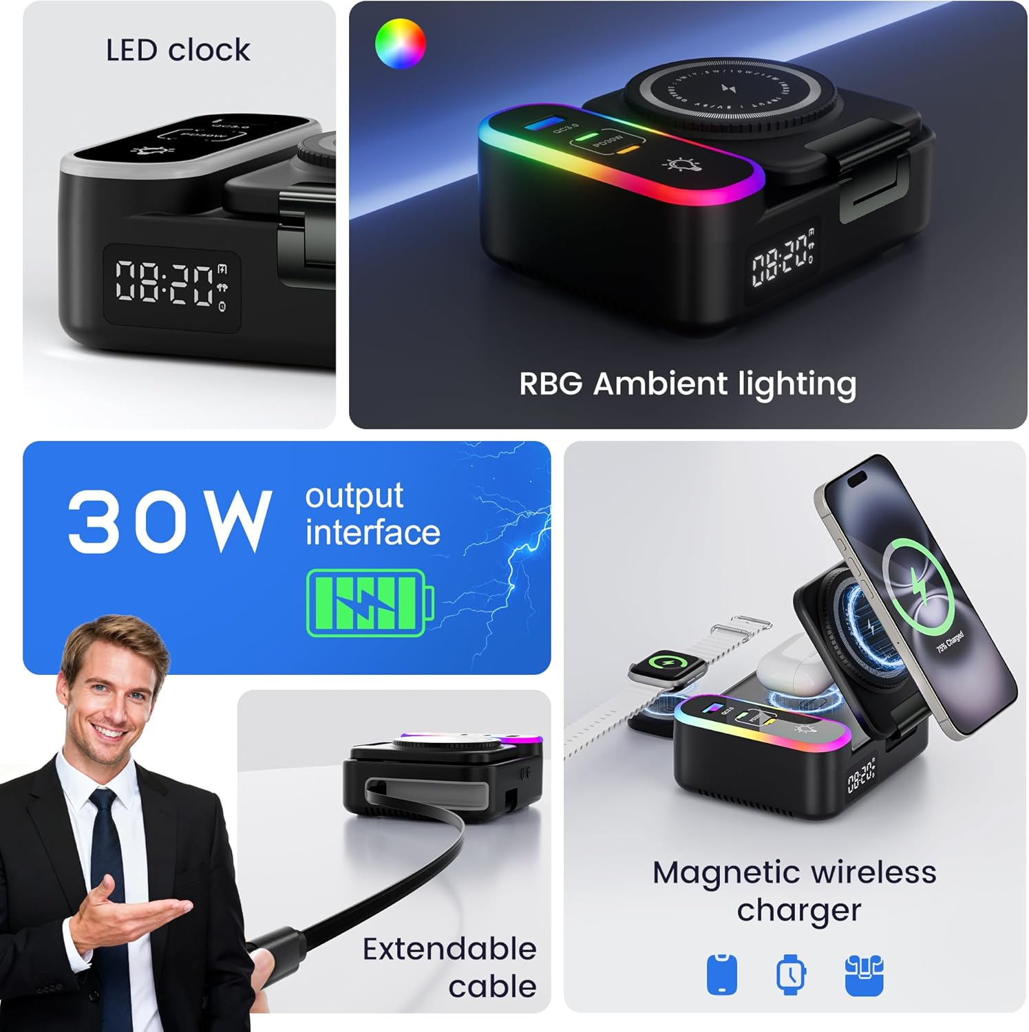 65W 8-in-1 Wireless Charging Station for iPhone, iPad, Apple Watch & AirPods