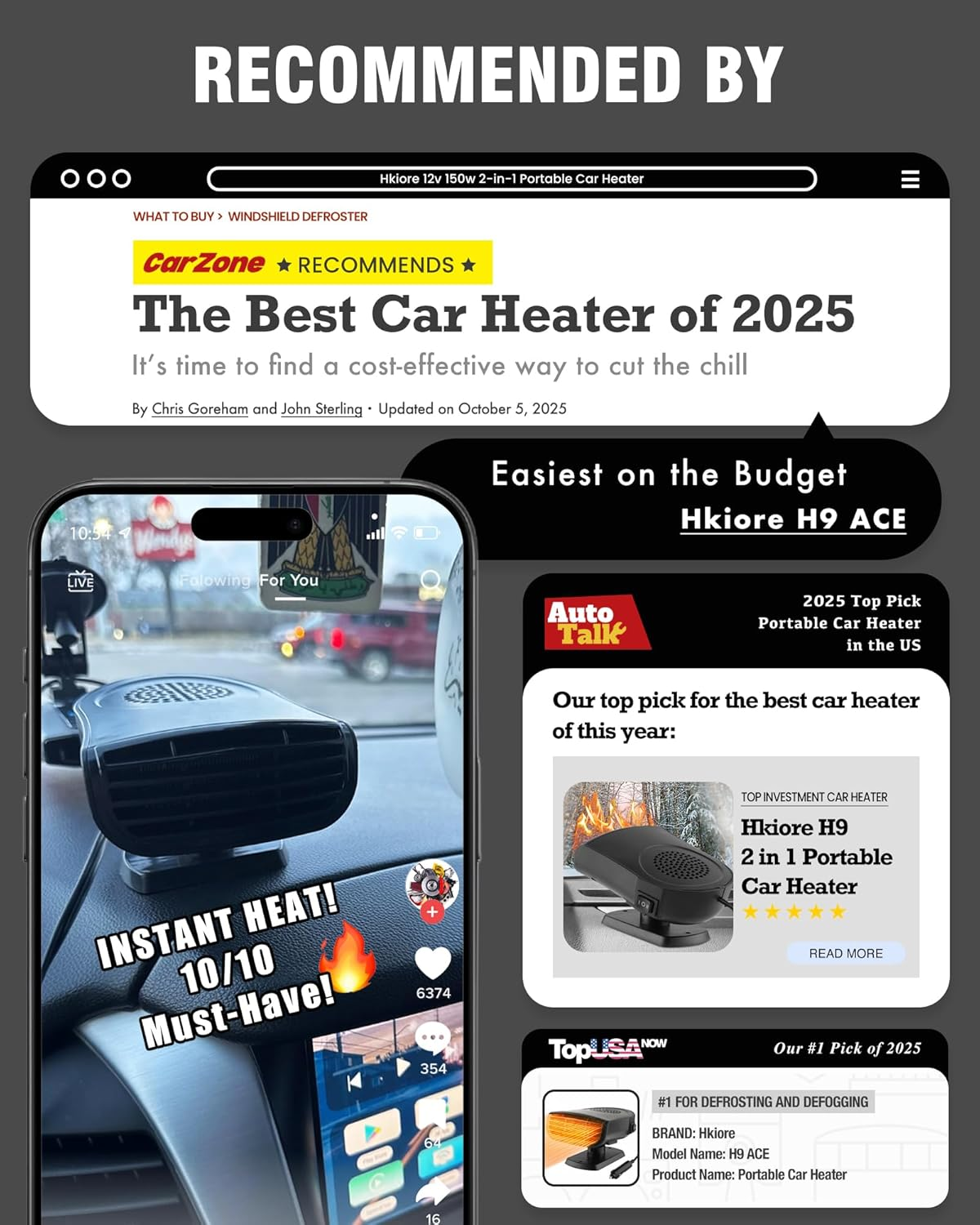 12V Portable Car Heater & Defroster - Fast Heating 2-in-1 Cigarette Lighter Plug-In