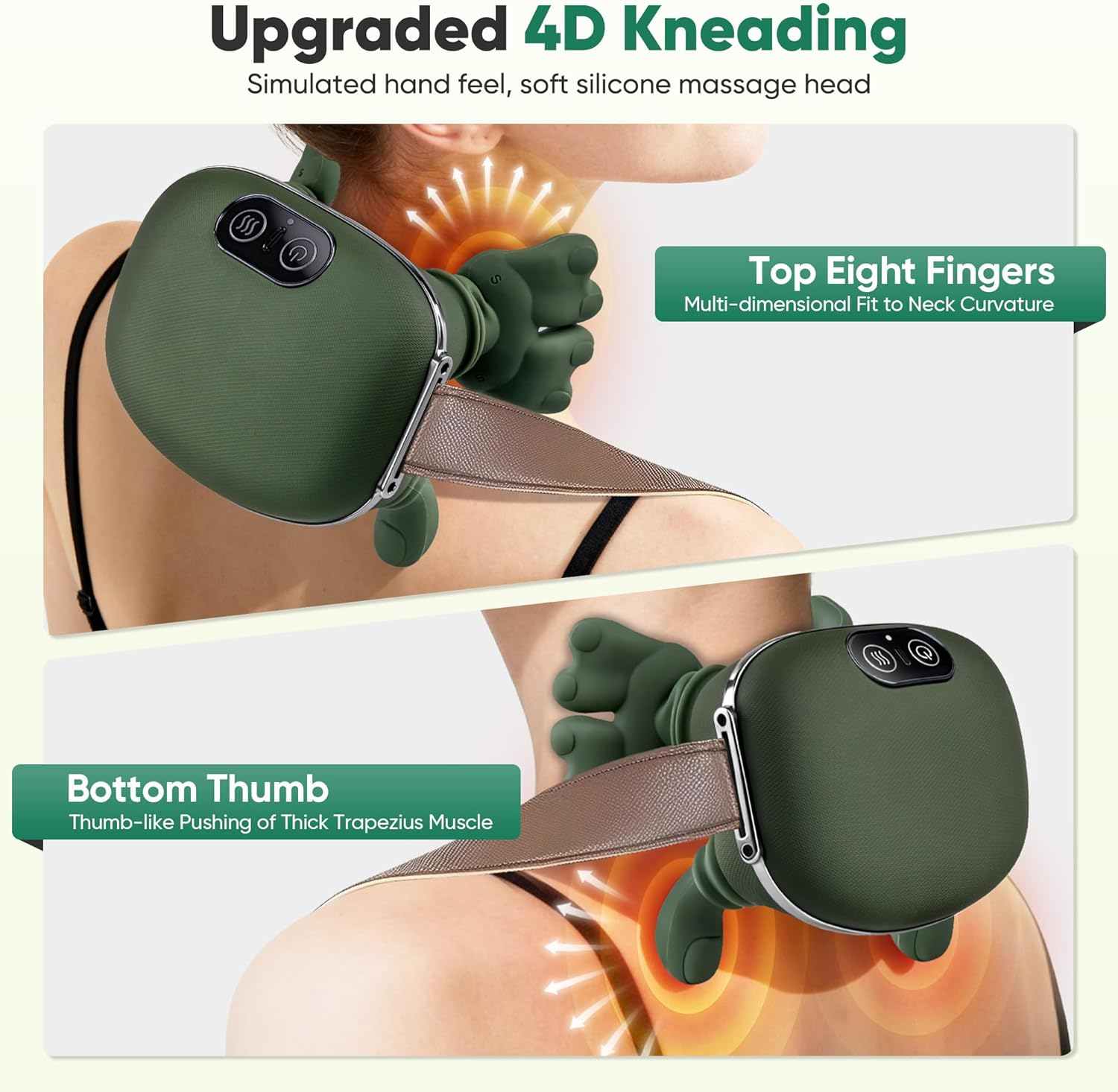 Shoulder & Neck Massager with Heat - 4D Kneading Bionic Finger Massage for Pain Relief