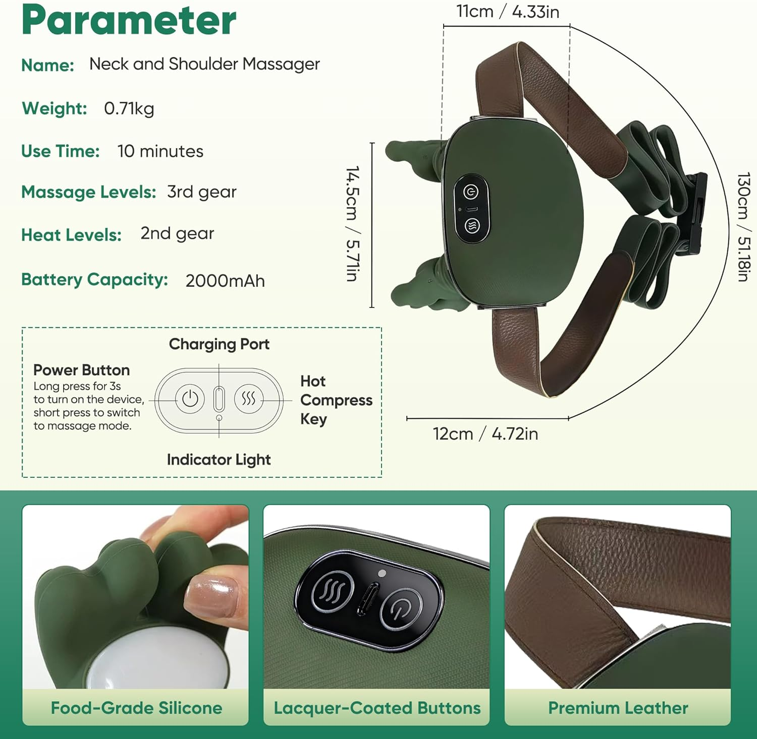 Shoulder & Neck Massager with Heat - 4D Kneading Bionic Finger Massage for Pain Relief