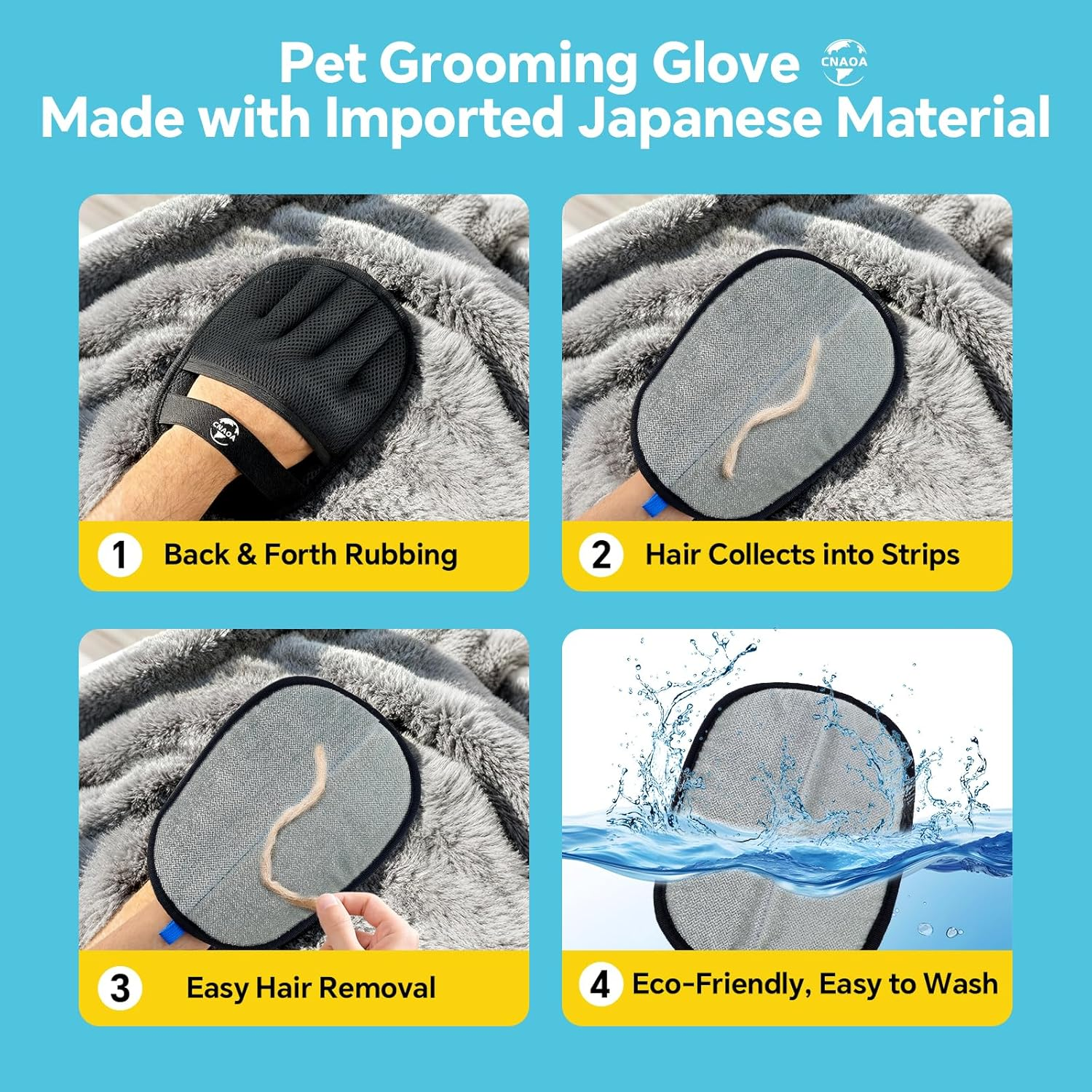 Upgraded Pet Hair Removal Set, Reusable Lint Roller & Electrostatic Grooming Glove