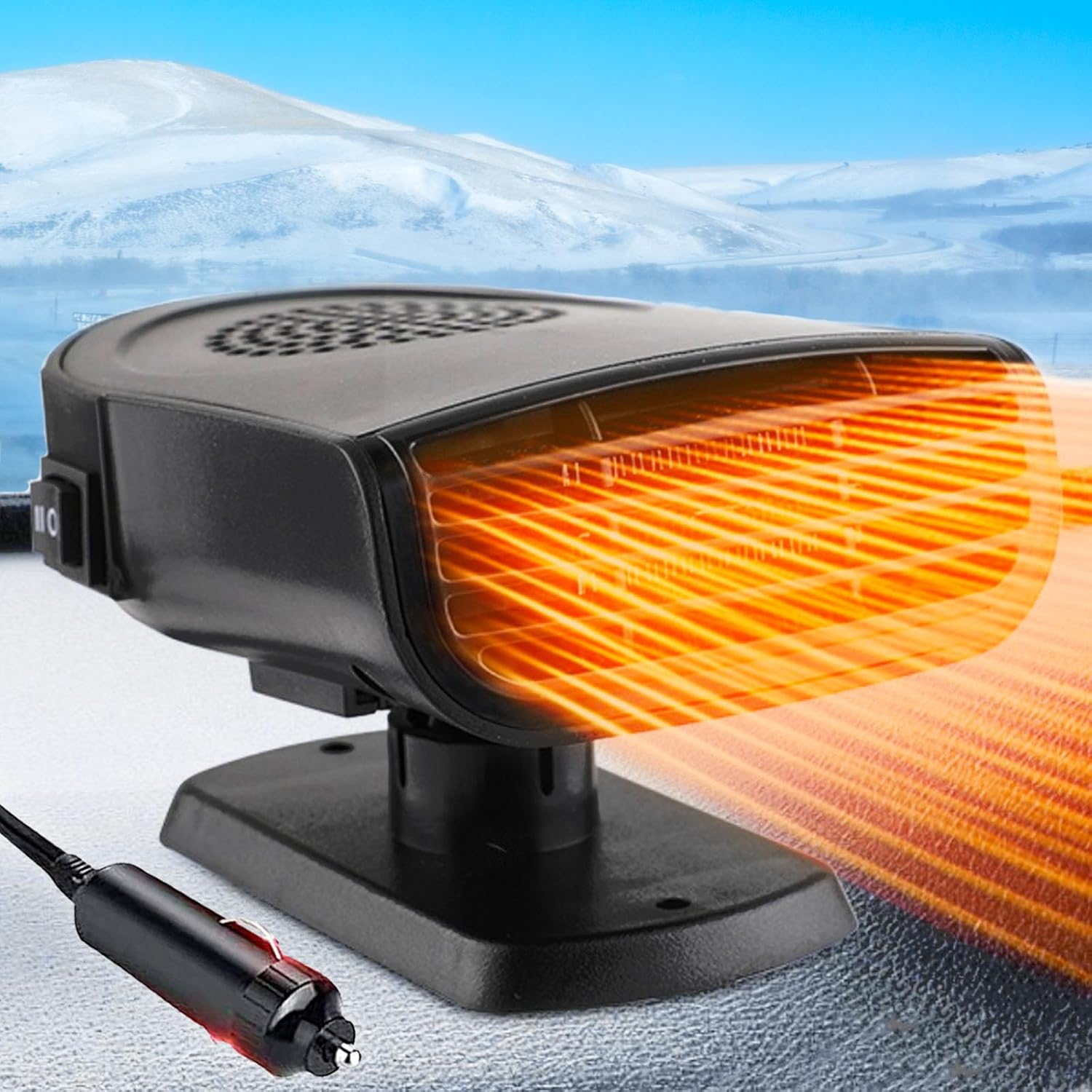 12V Portable Car Heater & Defroster - Fast Heating 2-in-1 Cigarette Lighter Plug-In