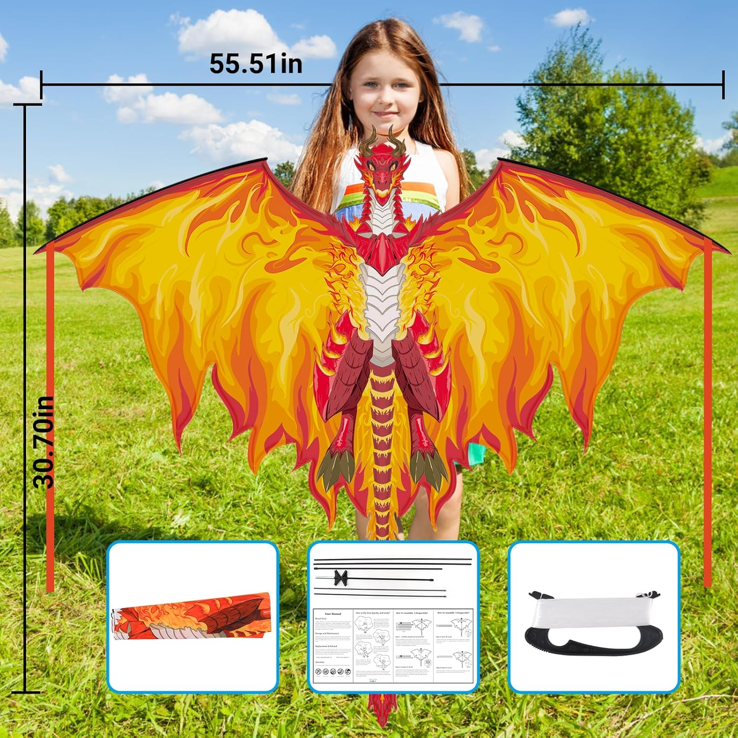 Easy Fly Kite for Kids & Adults - Perfect for Ages 4-12