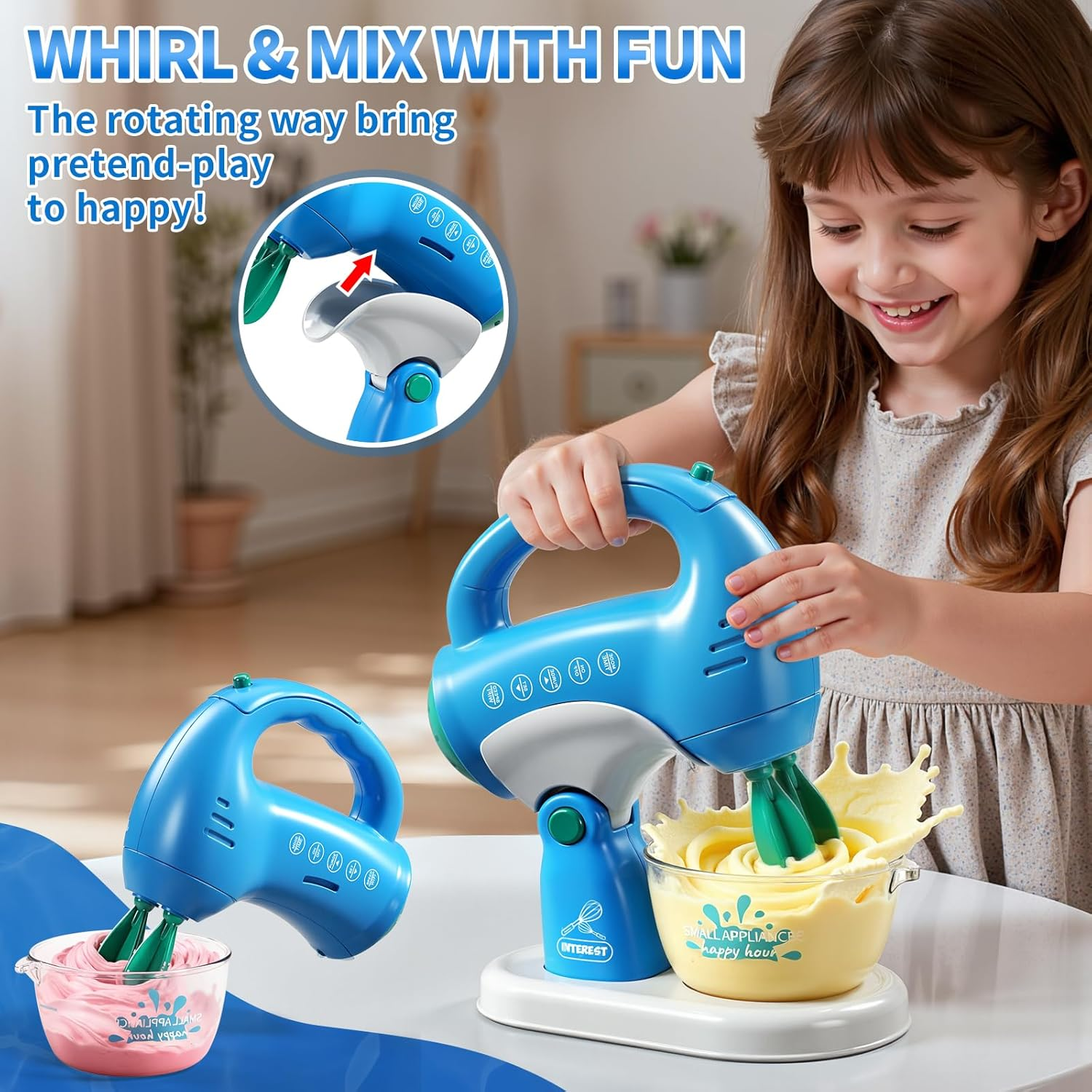 Kids Kitchen Playset - Toy Kitchen Accessories with Blender, Mixer & Sounds