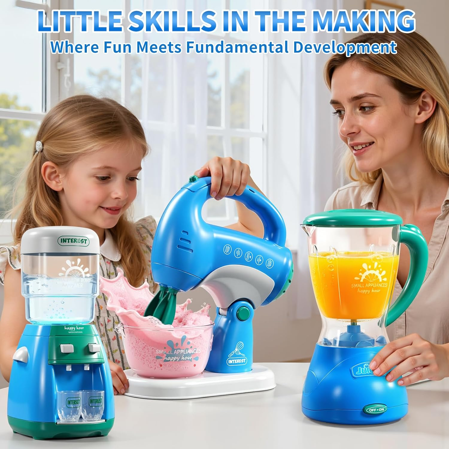 Kids Kitchen Playset - Toy Kitchen Accessories with Blender, Mixer & Sounds