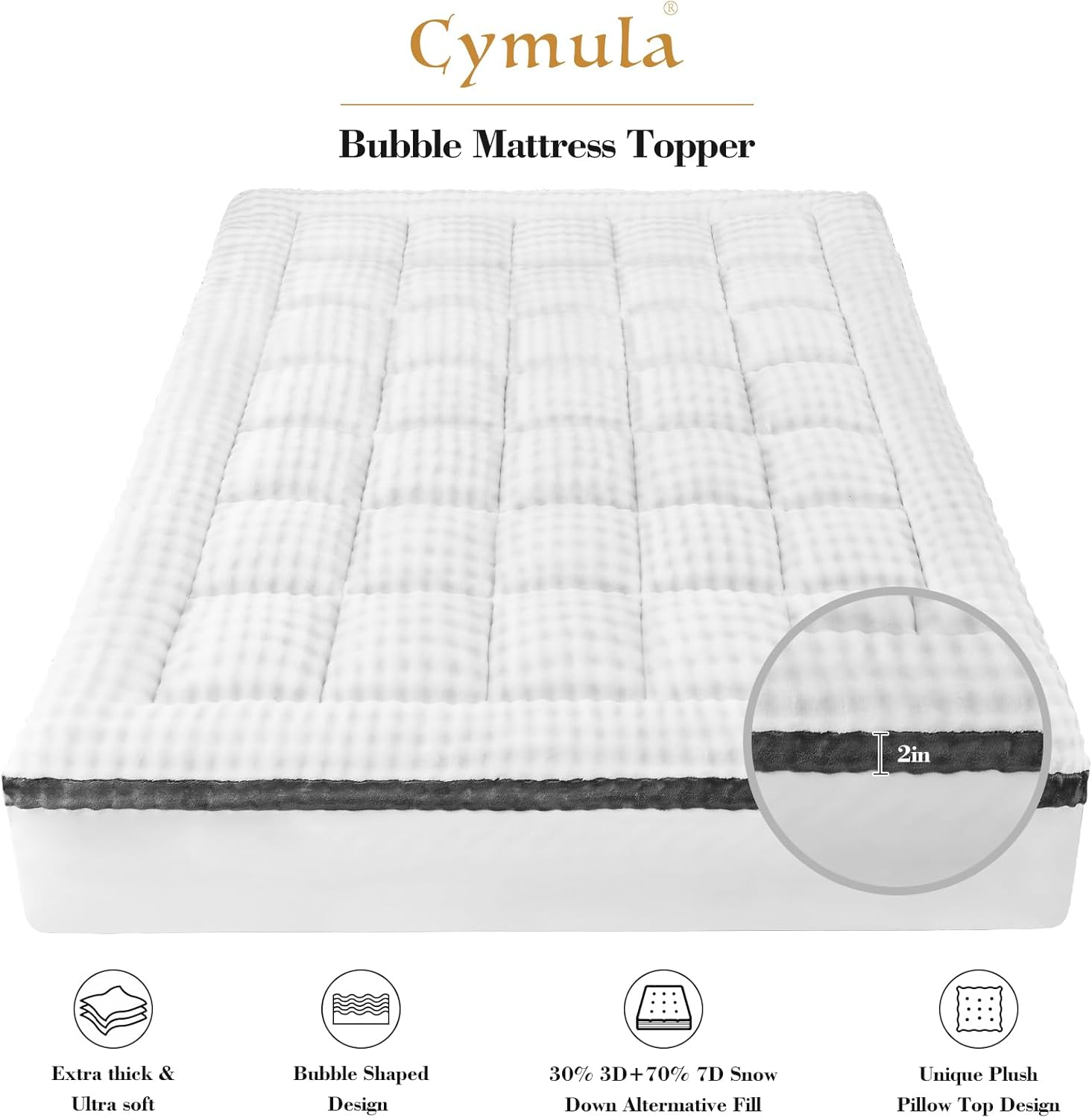 Cymula Mattress Topper - Premium Memory Foam Bed Cushion
