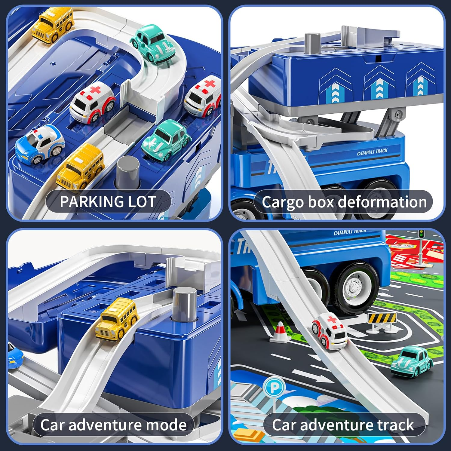 2-in-1 Carrier Toy Truck with 8 City Cars - Transport Vehicle with Lights & Music for Kids 2-6
