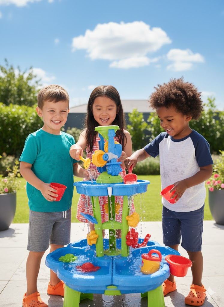 3-Tier Chair Sand and Water Table for Kids - Beach Activity Play Set with Accessories