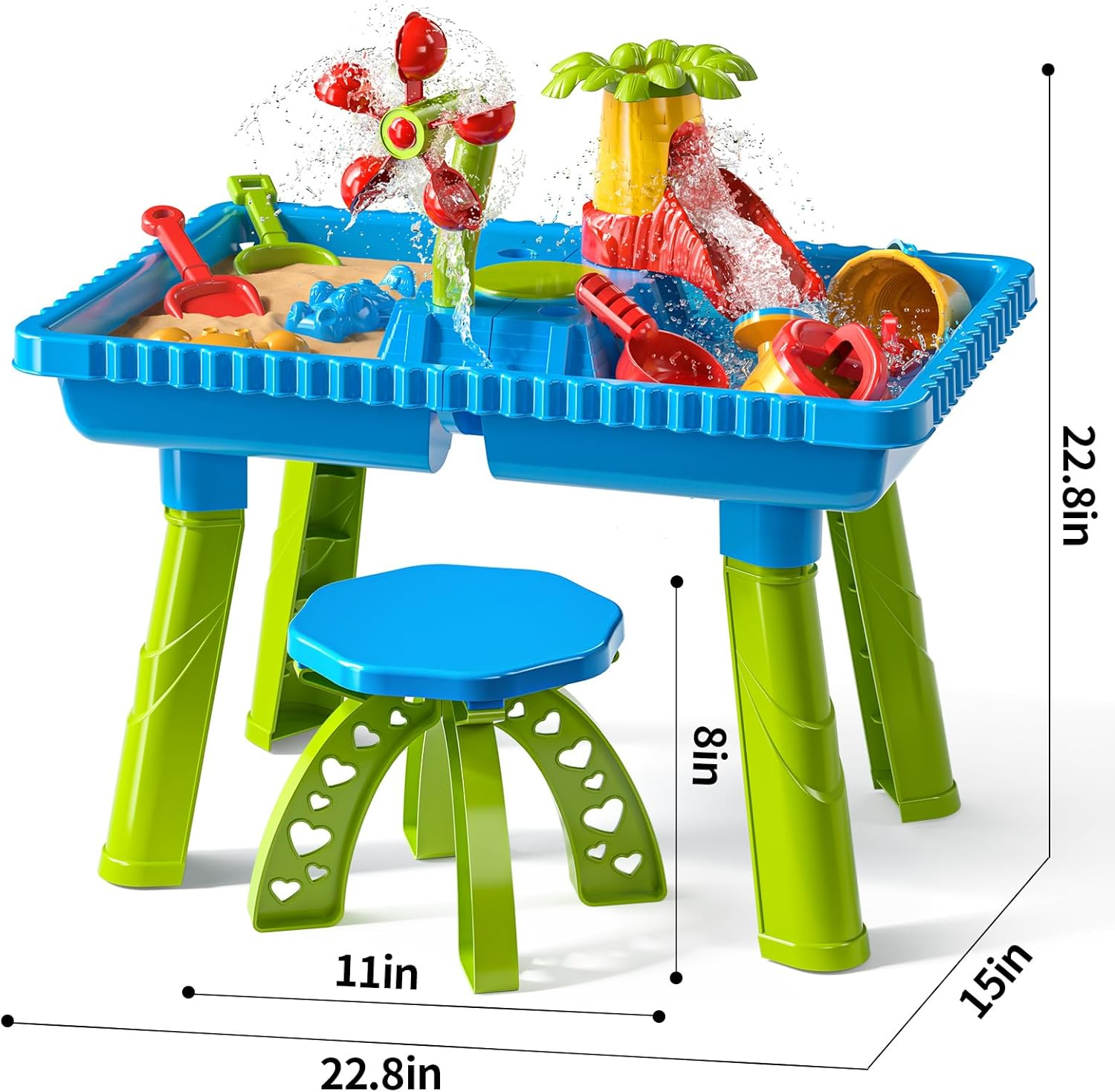 Kids Water Table - Chair with Sand Play - Multi-Activity Sensory Toy for Ages 3-8