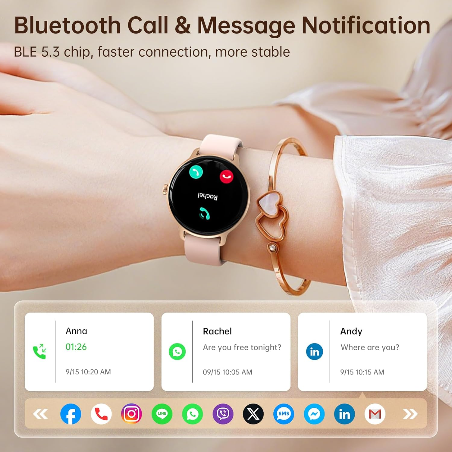 Women's Smart Watch with Call Function - Heart Rate & SpO2 Fitness Tracker