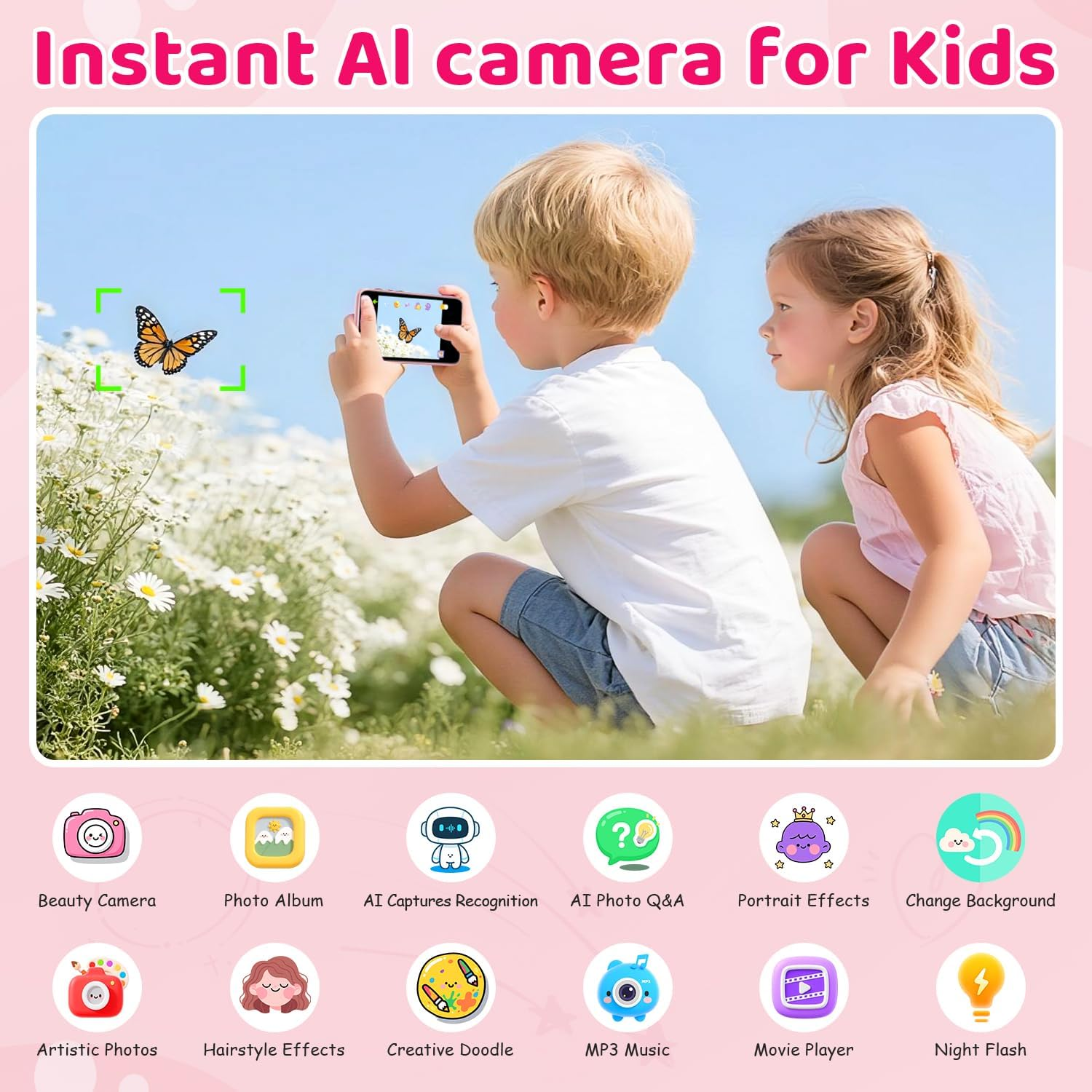 Kids Smart AI Learning Camera 4.0" - Educational Photo Recognition Toy for Toddlers Ages 3+