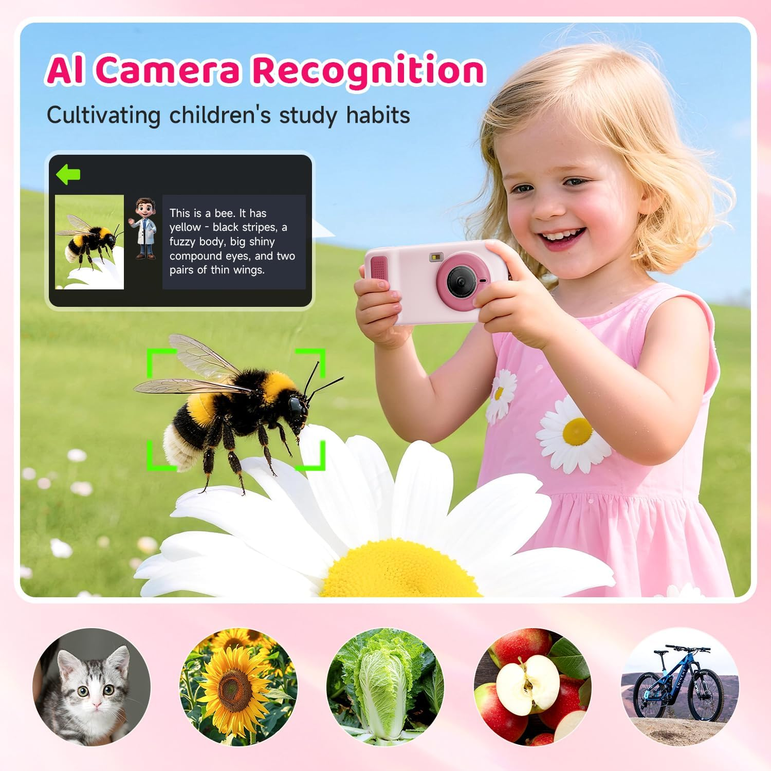 Kids Smart AI Learning Camera 4.0" - Educational Photo Recognition Toy for Toddlers Ages 3+