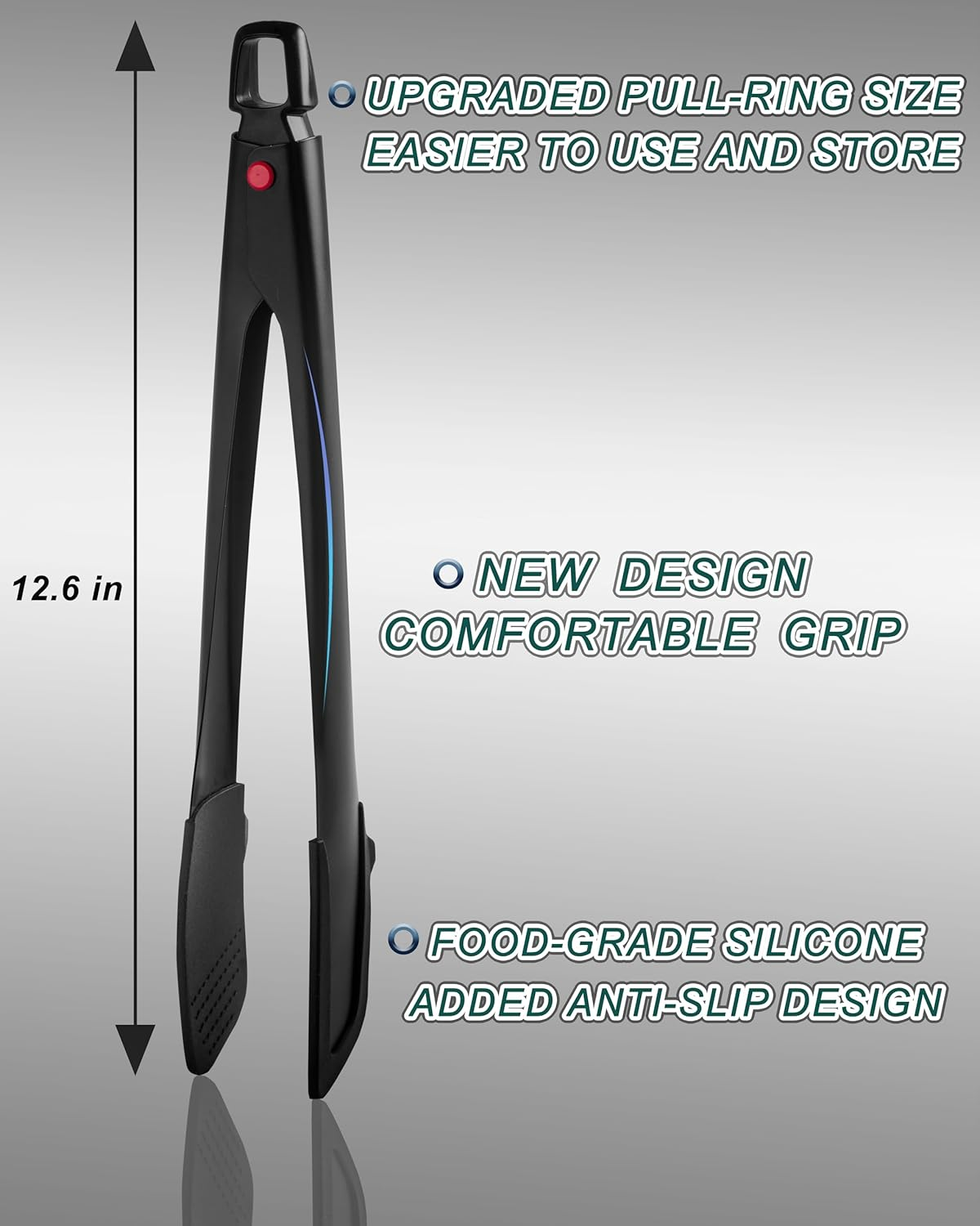 12" Stainless Steel Kitchen Tongs with Silicone Grip - Professional Non-Slip BBQ & Cooking Tongs for Grilling, Salad & Pasta