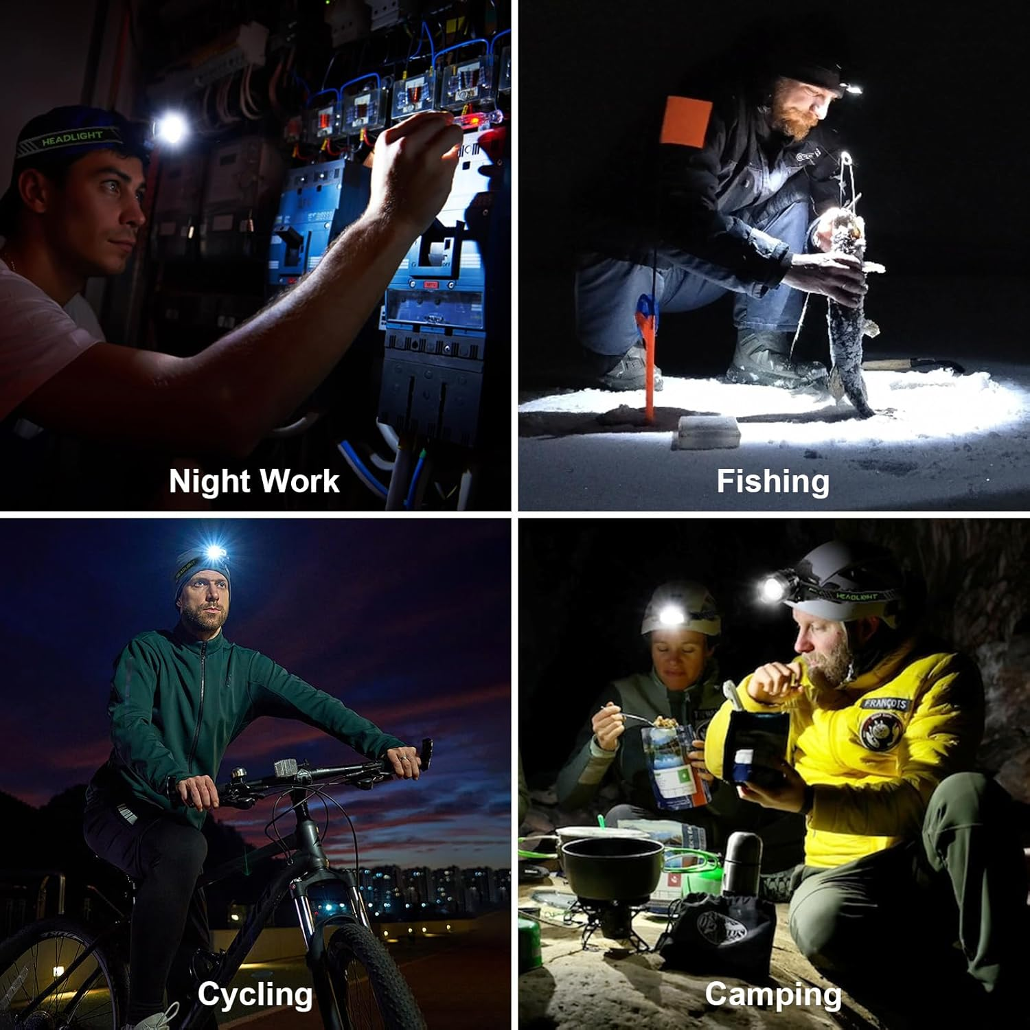 Rechargeable Headlamp Super Bright, 99000 Lumens LED Head Lamp with 3 Modes, 90° Adjustable Focus, IPX6 Waterproof