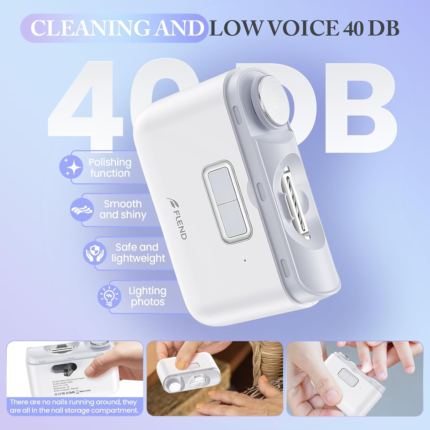 Electric Nail Clipper Set - Rechargeable 2-Speed LED Manicure Kit for Kids, Adults & Seniors