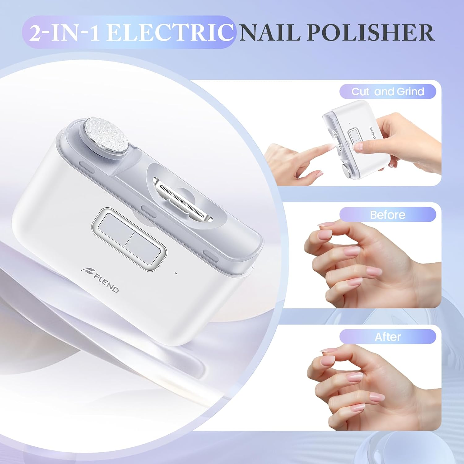 Electric Nail Clipper Set - Rechargeable 2-Speed LED Manicure Kit for Kids, Adults & Seniors