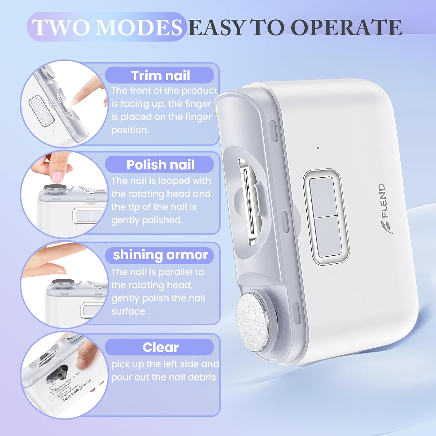 Electric Nail Clipper Set - Rechargeable 2-Speed LED Manicure Kit for Kids, Adults & Seniors
