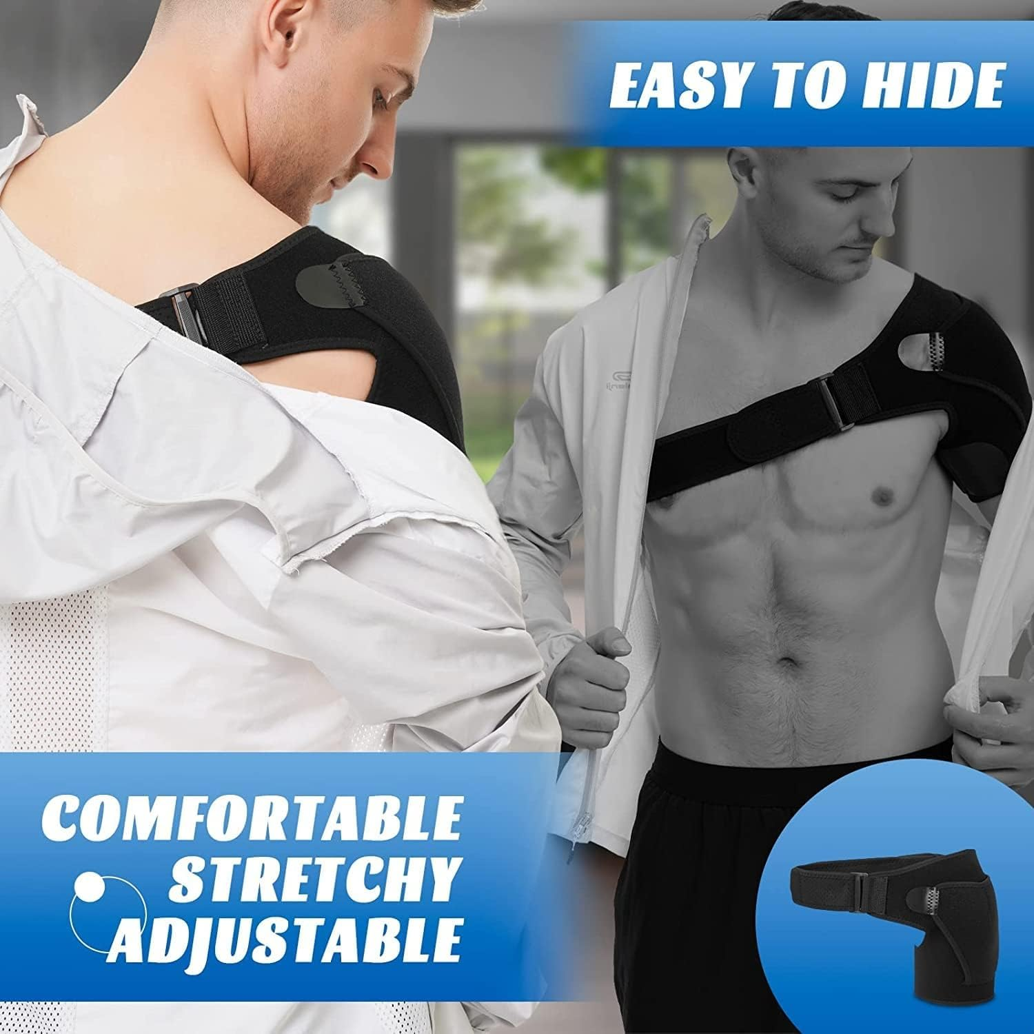 Adjustable Shoulder Brace for Rotator Cuff - Compression Support for Pain Relief (Left & Right)