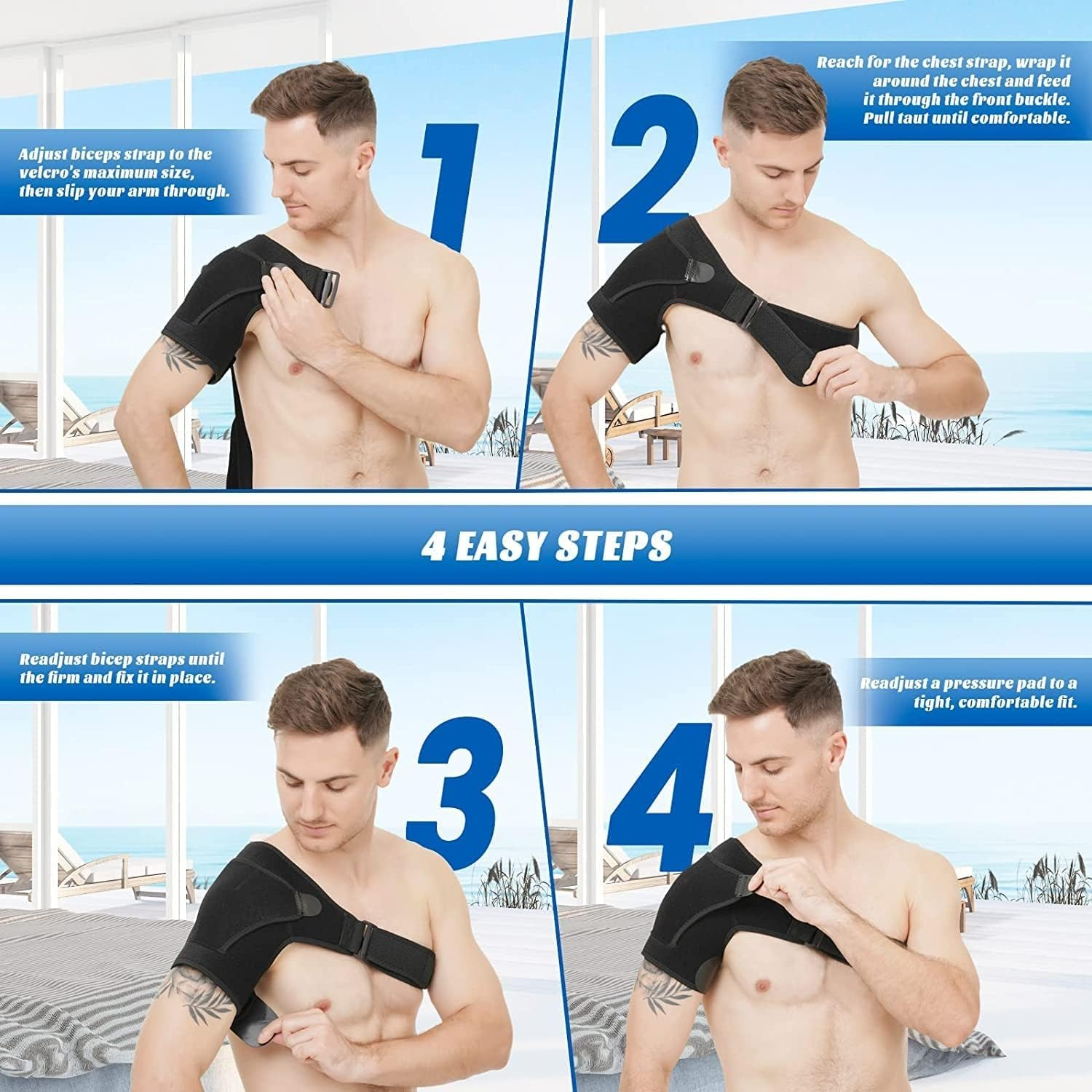 Adjustable Shoulder Brace for Rotator Cuff - Compression Support for Pain Relief (Left & Right)